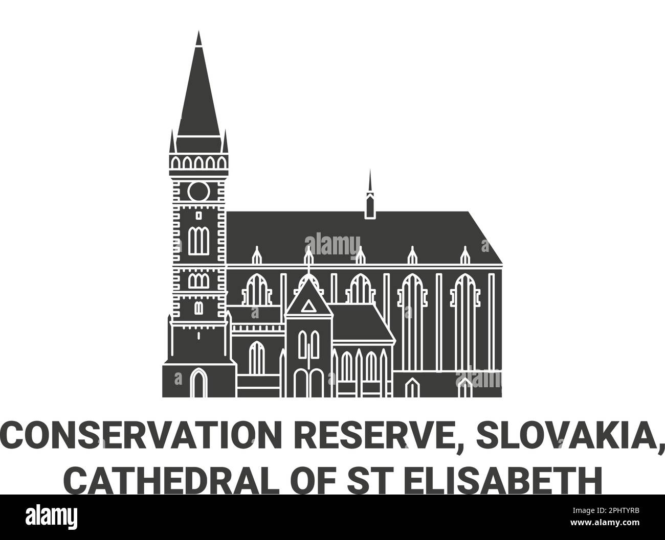 Slovakia, Cathedral Of St Elisabeth travel landmark vector illustration Stock Vector