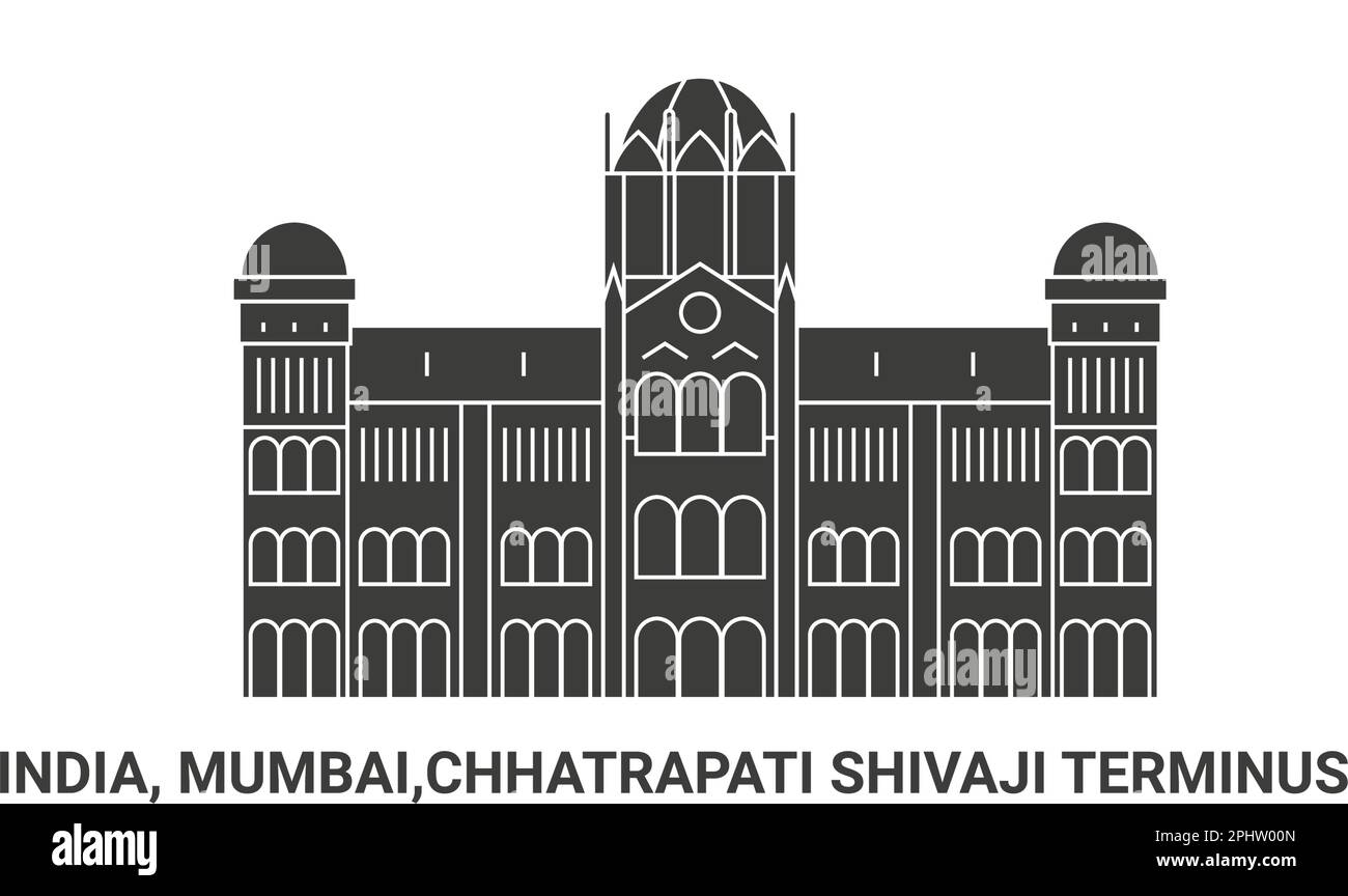 India, Mumbai,Chhatrapati Shivaji Terminus, travel landmark vector illustration Stock Vector