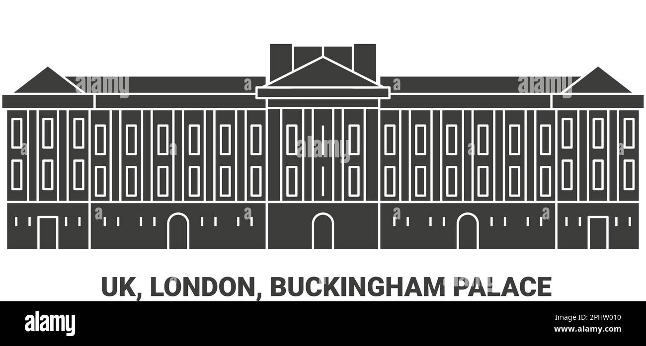 England, London, Buckingham Palace, travel landmark vector illustration Stock Vector