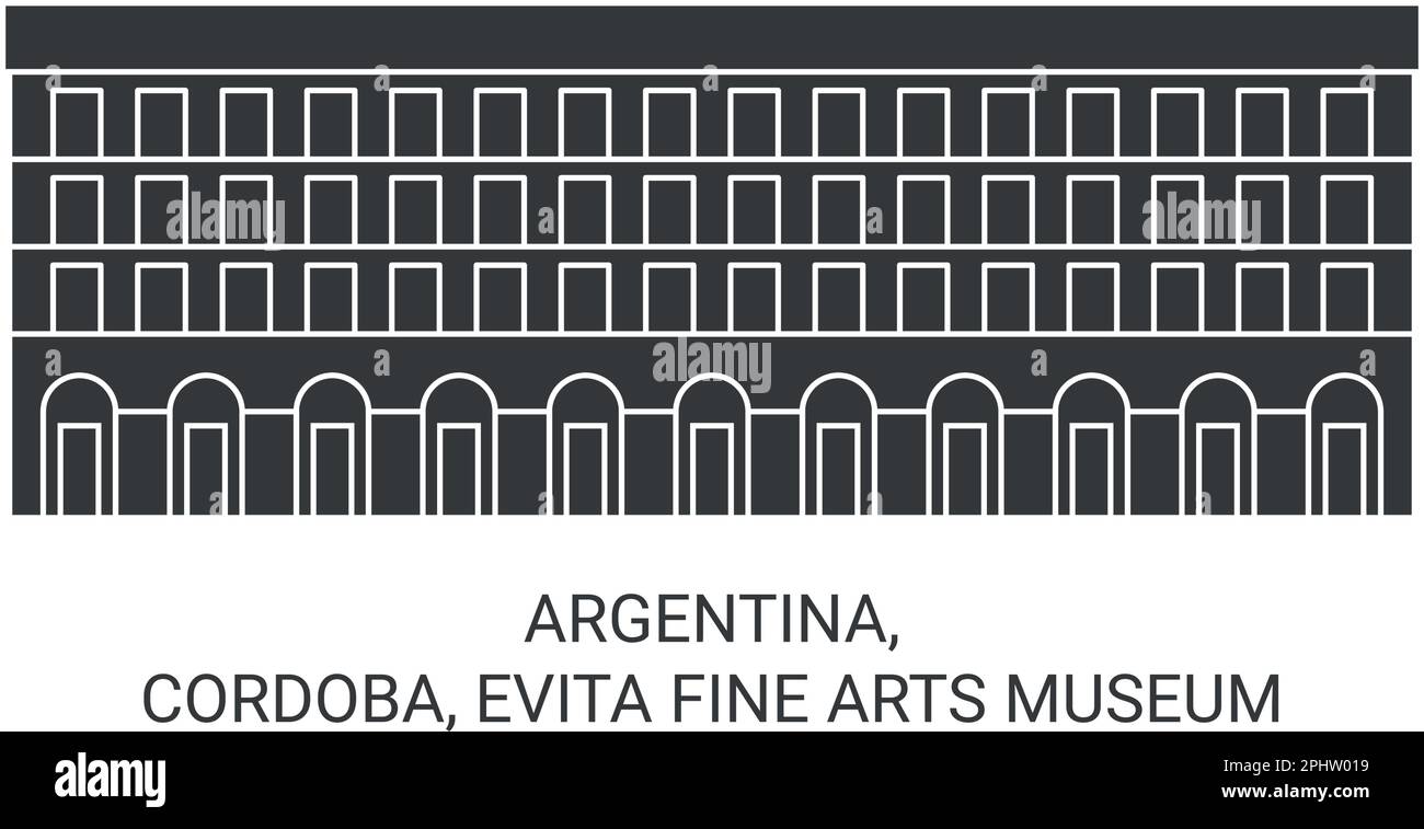 Argentina, Cordoba, Evita Fine Arts Museum travel landmark vector illustration Stock Vector