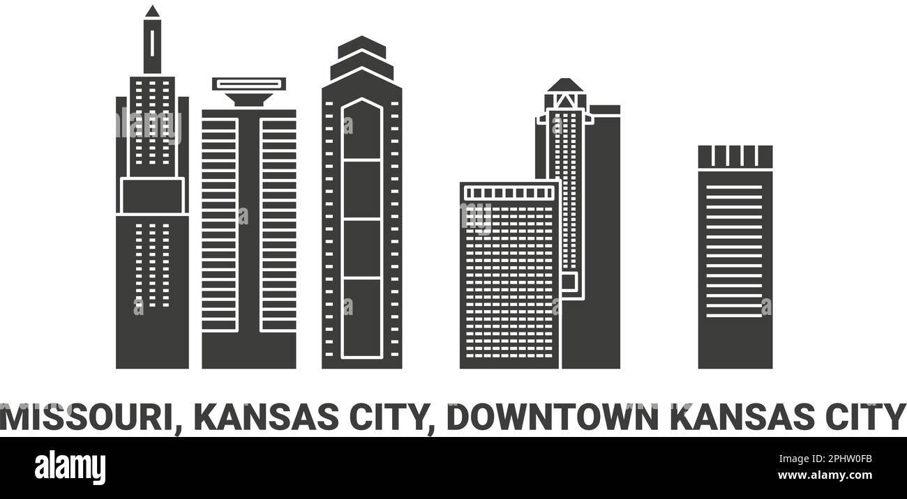United States, Missouri, Kansas City, Downtown Kansas City, travel landmark vector illustration Stock Vector