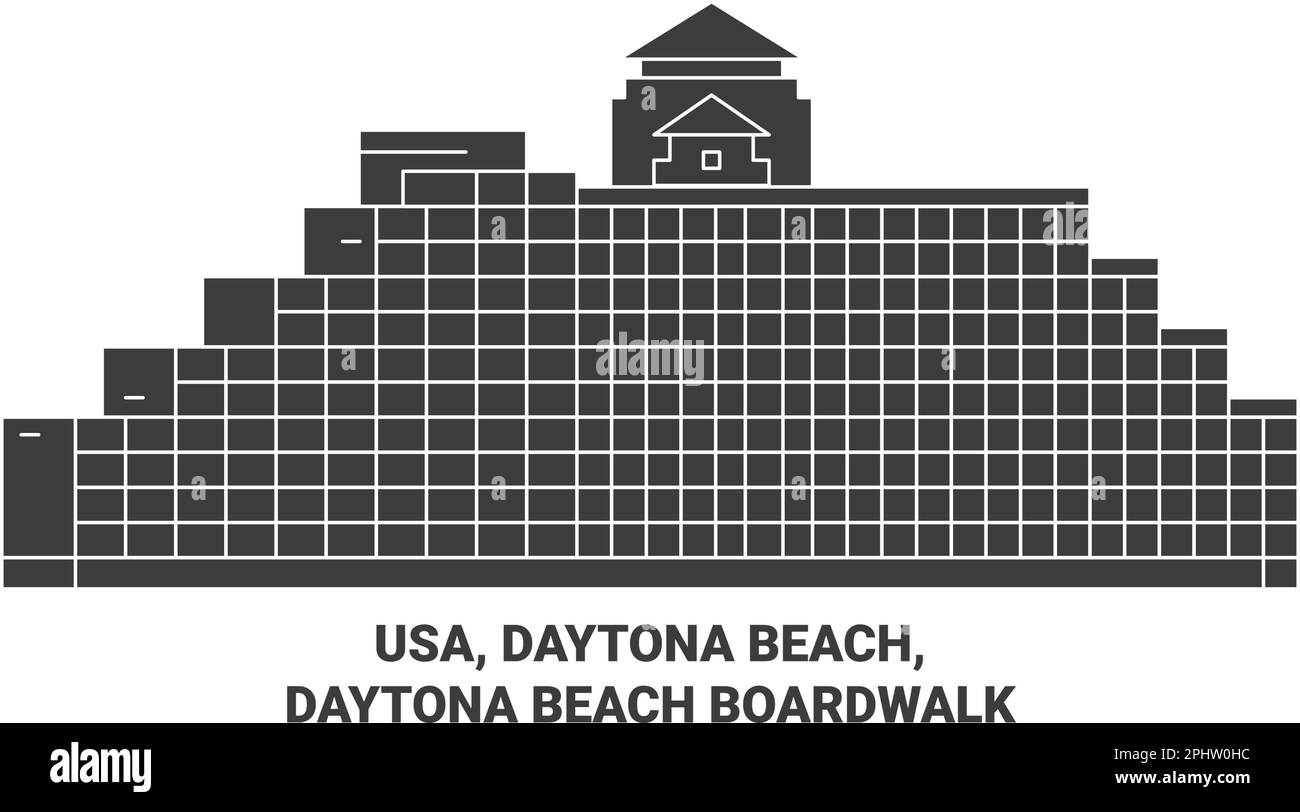 Usa, Daytona Beach, Daytona Beach Boardwalk travel landmark vector illustration Stock Vector