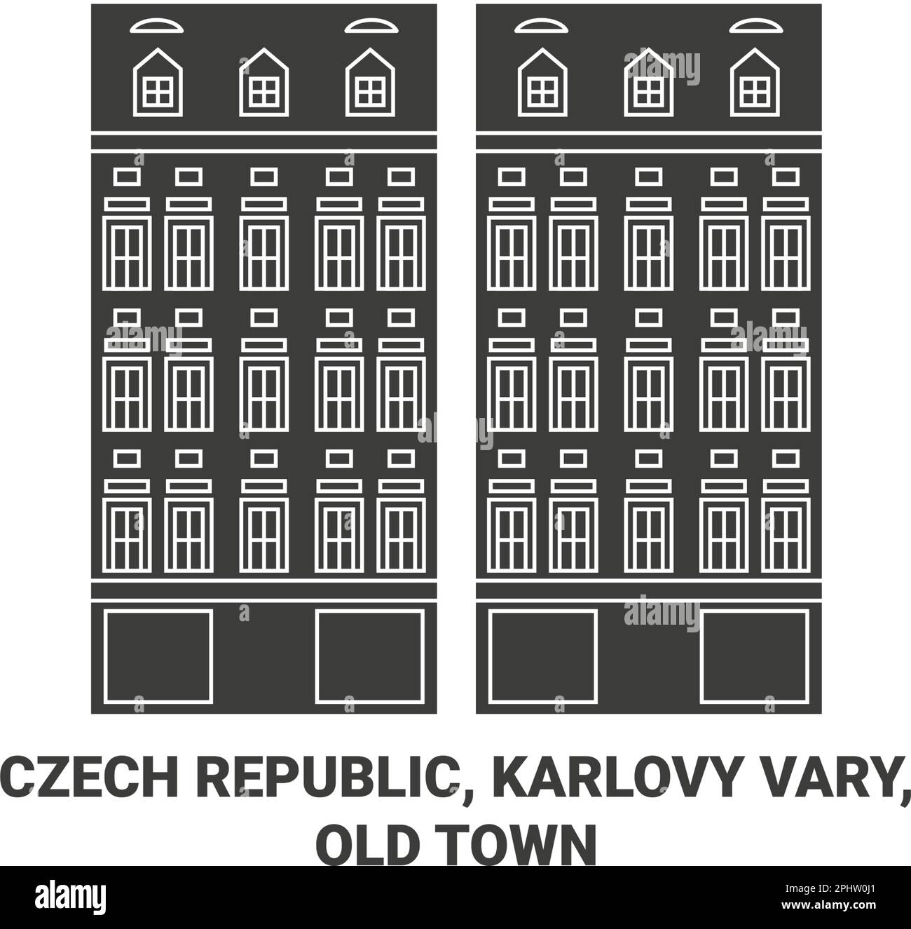 Czech Republic, Karlovy Vary, Old Town travel landmark vector illustration Stock Vector