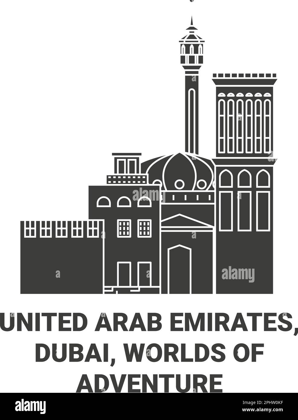 United Arab Emirates, Dubai, Worlds Of Adventure travel landmark vector illustration Stock Vector