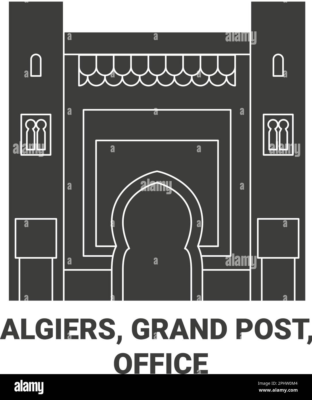 Algiers grand post office travel landmark vector illustration stock