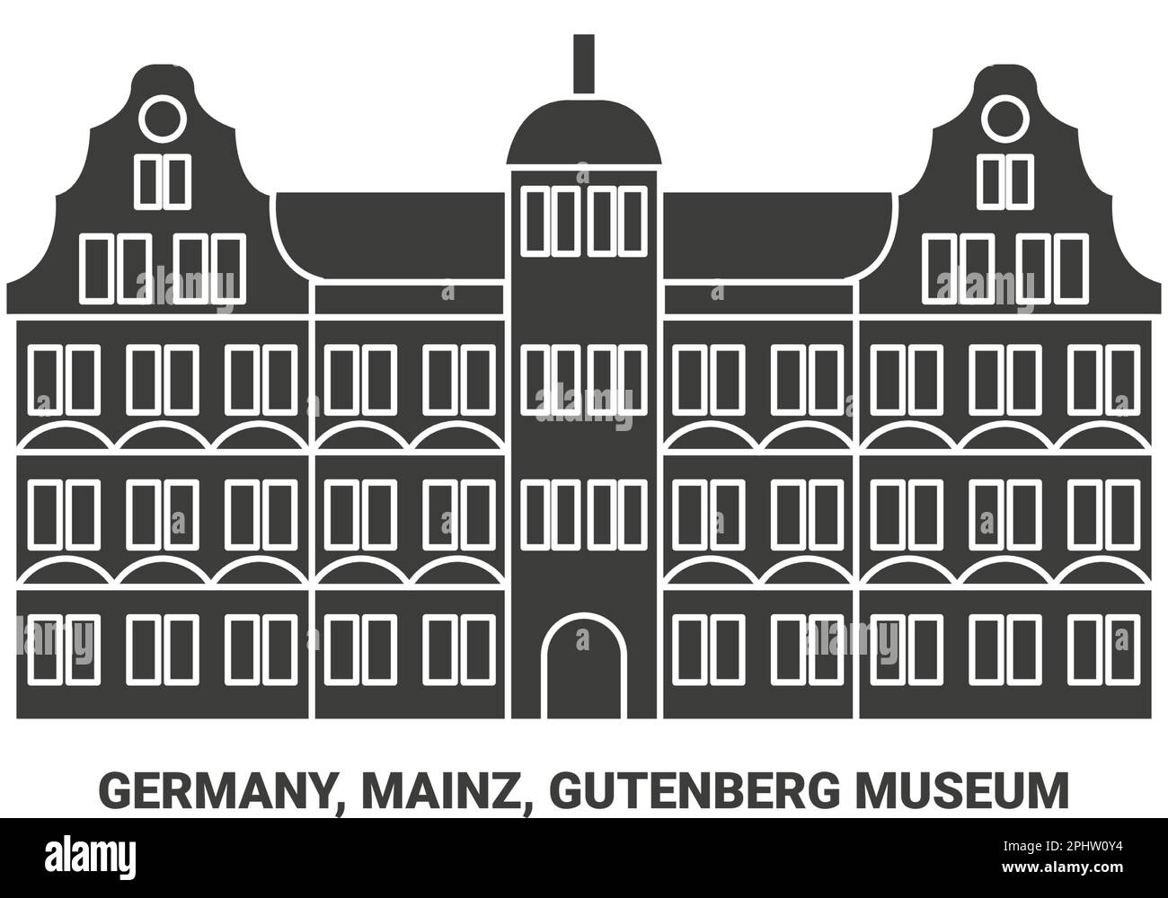 Germany, Mainz, Gutenberg Museum travel landmark vector illustration Stock Vector