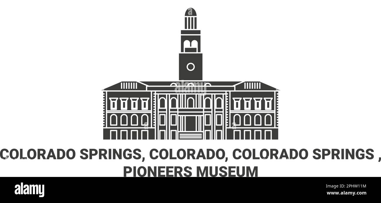 United States, Colorado Springs, Colorado, Colorado Springs , Pioneers Museum travel landmark vector illustration Stock Vector