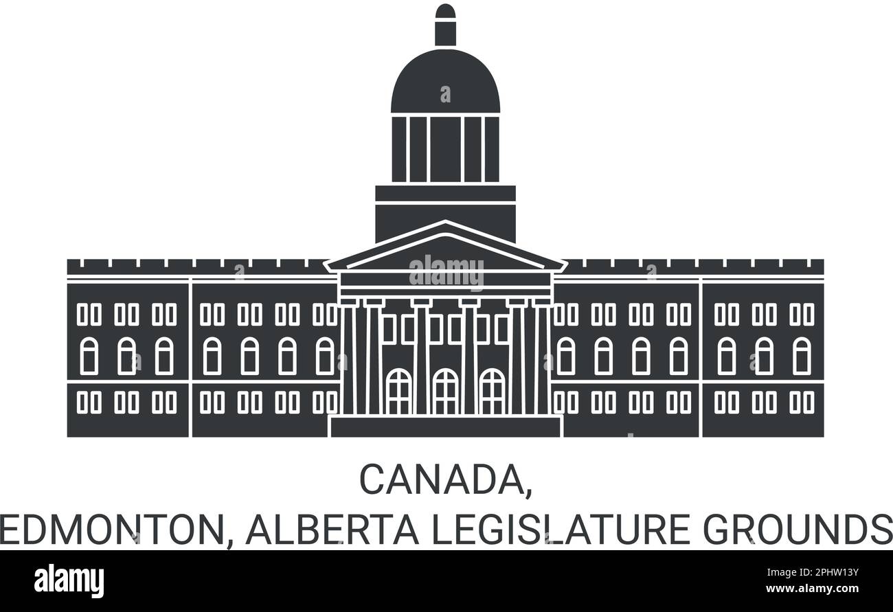 Canada, Edmonton, Alberta Legislature Grounds travel landmark vector illustration Stock Vector