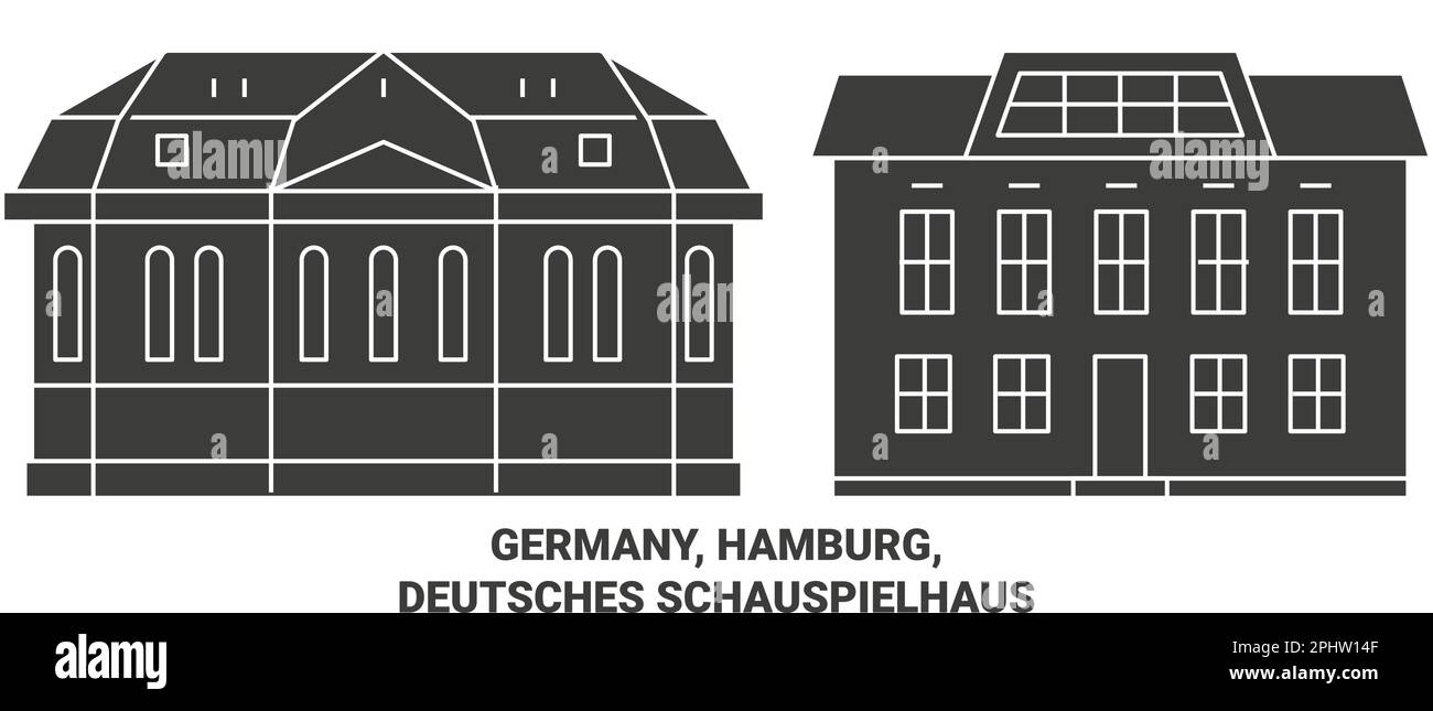 Germany, Hamburg, Deutsches Schauspielhaus travel landmark vector illustration Stock Vector