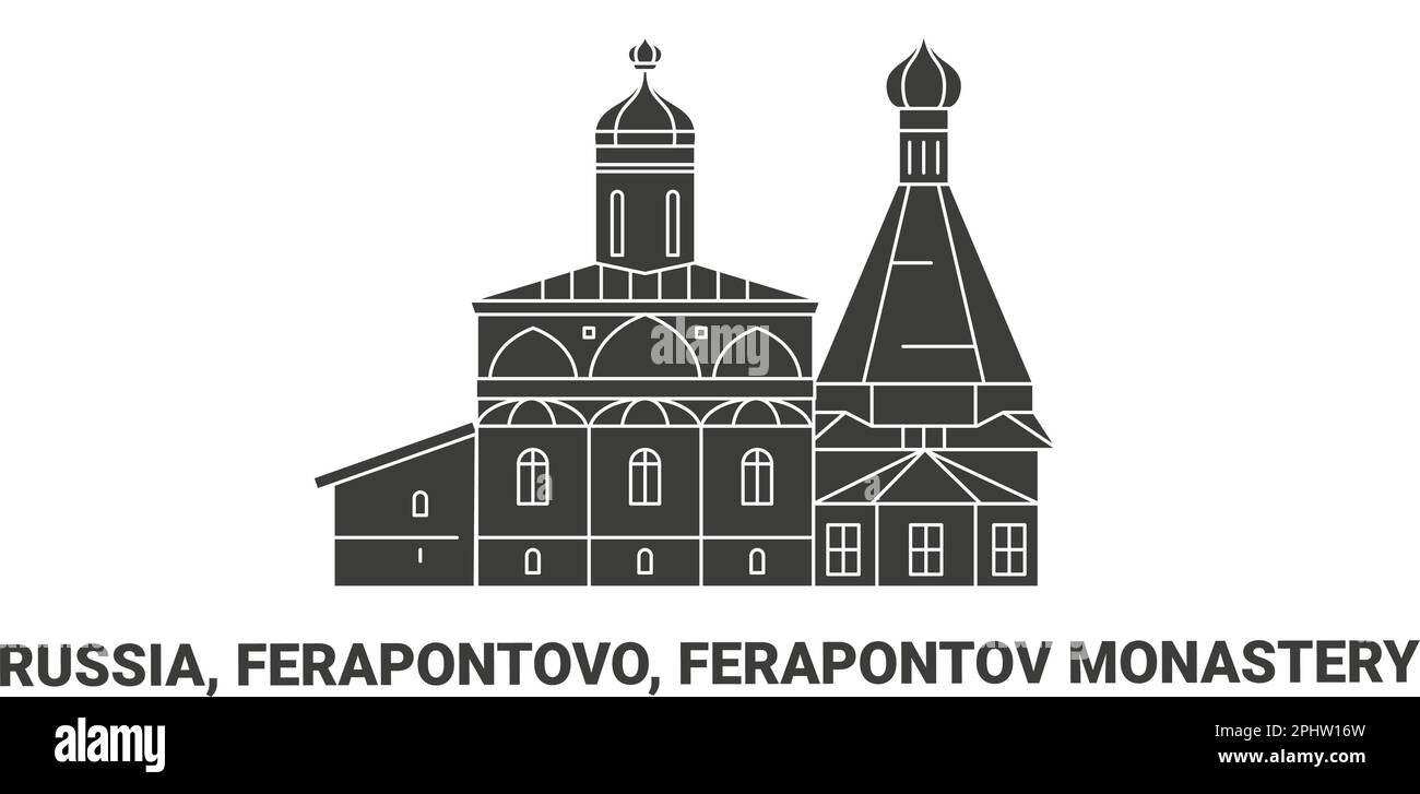 Russia, Ferapontova Church travel landmark vector illustration Stock Vector