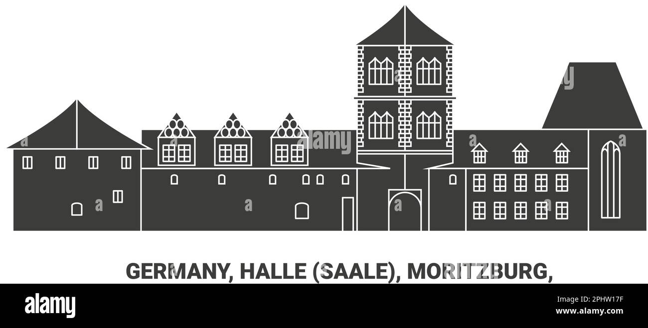 Germany, Halle Saale, Moritzburg, travel landmark vector illustration Stock Vector