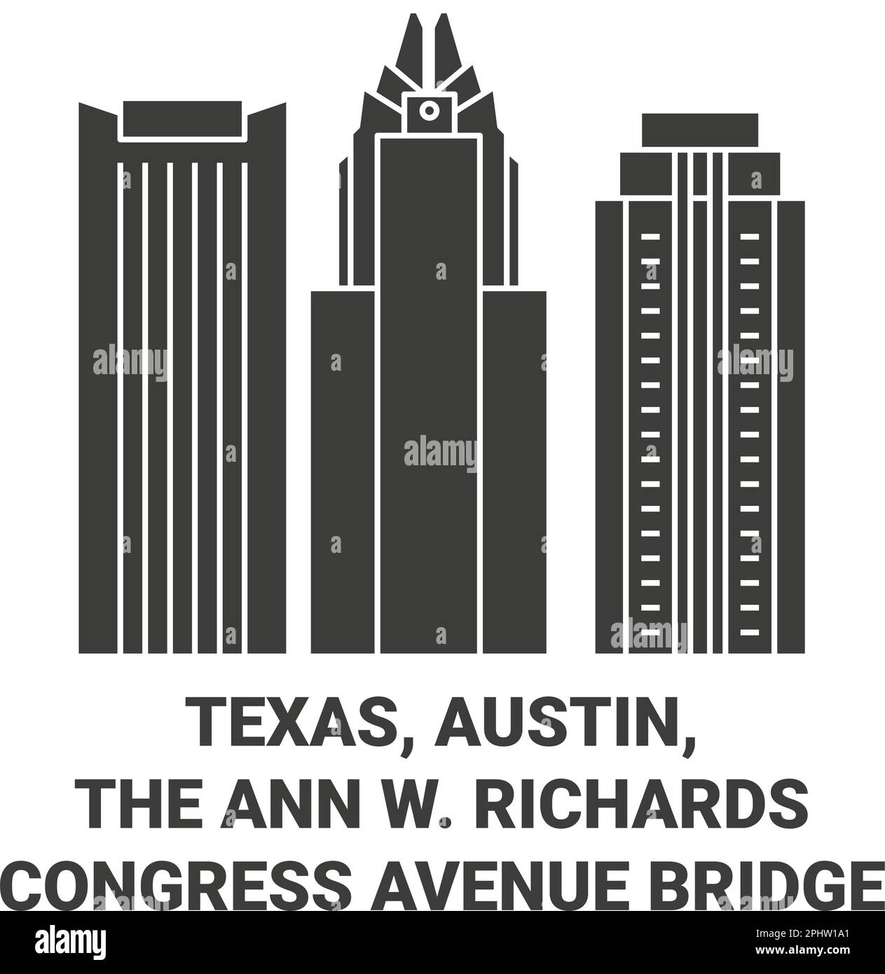 United States, Texas, Austin, The Ann W. Richards Congress Avenue Bridge travel landmark vector illustration Stock Vector