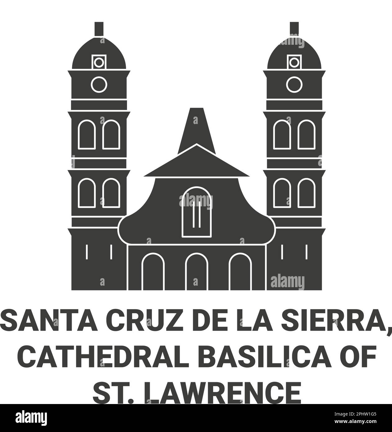 Bolivia, Santa Cruz De La Sierra, Cathedral Basilica Of St. Lawrence travel landmark vector illustration Stock Vector