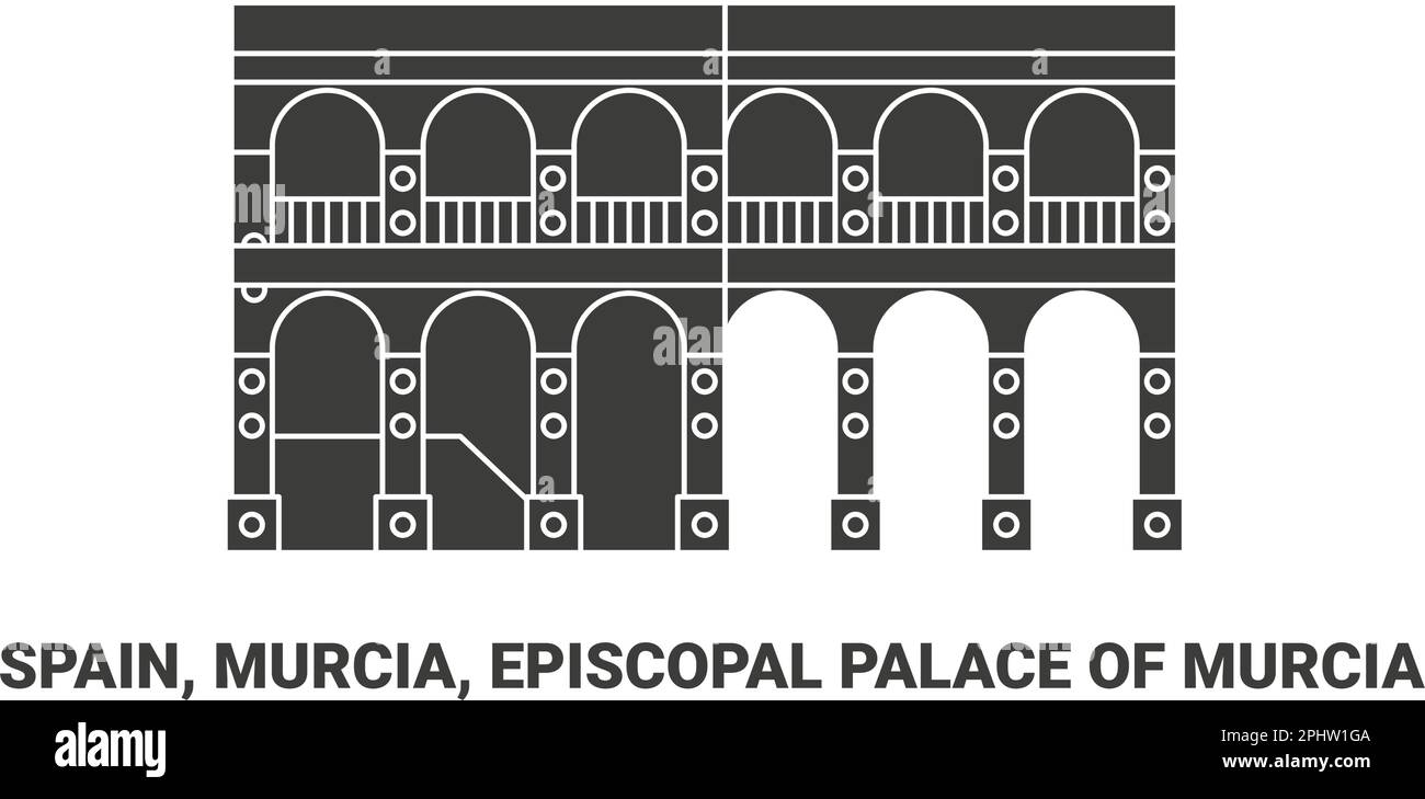 Spain, Murcia, Episcopal Palace Of Murcia, travel landmark vector illustration Stock Vector