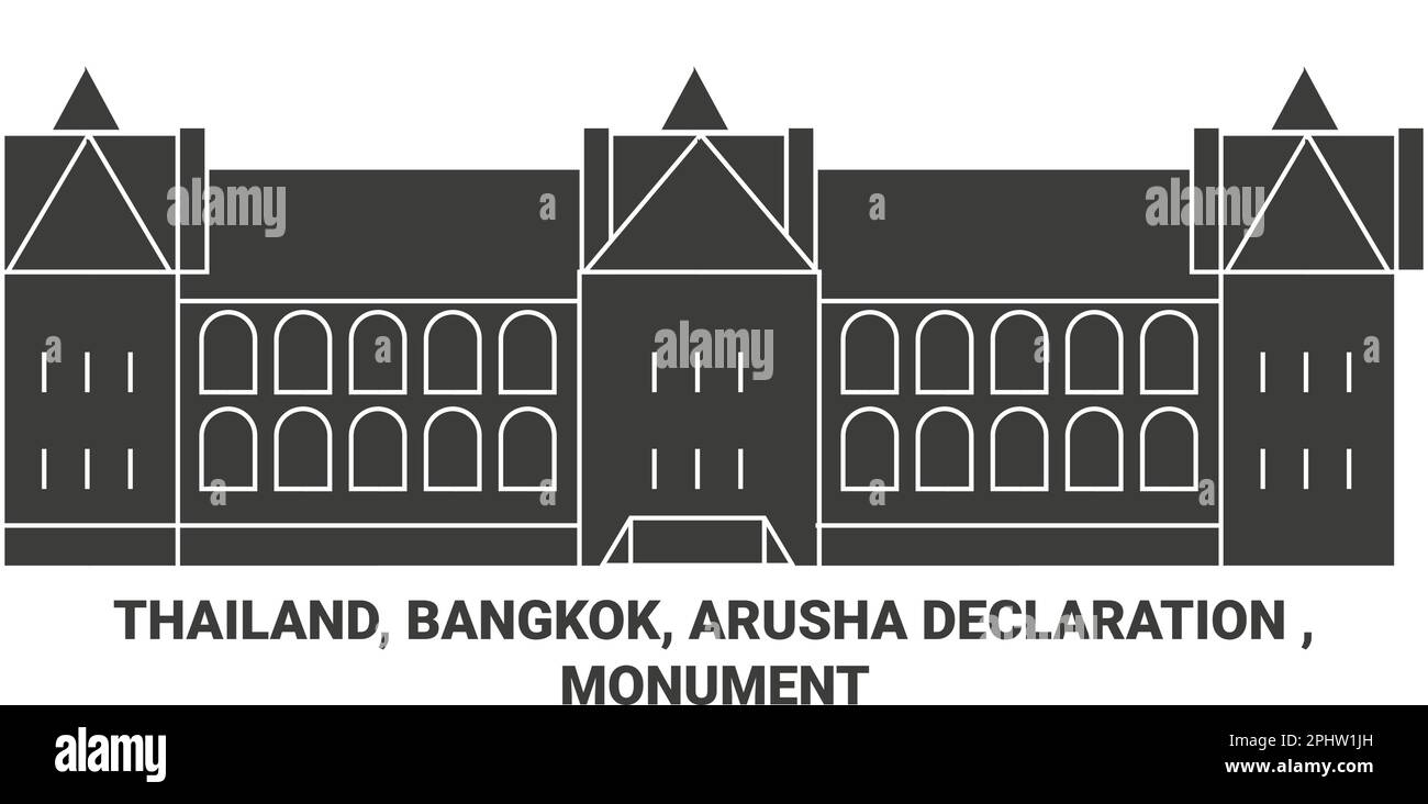 Thailand, Bangkok, Arusha Declaration , Monument travel landmark vector illustration Stock Vector