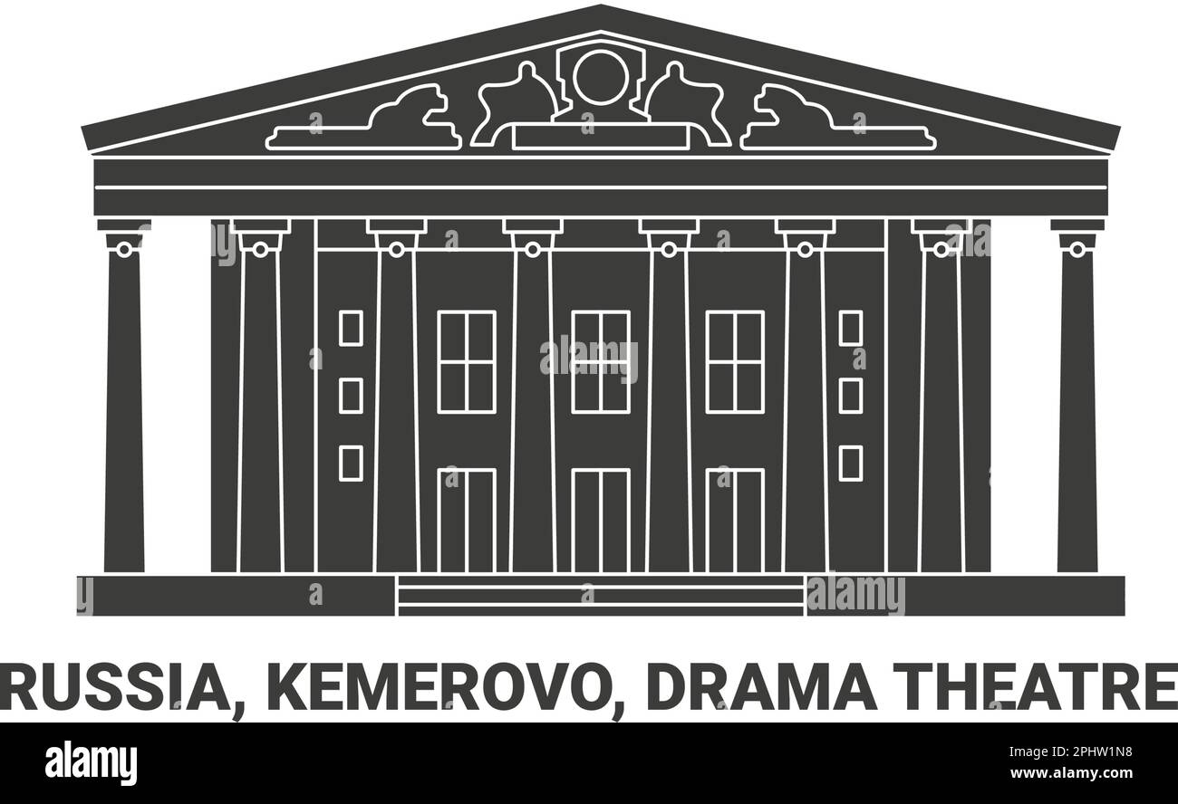 Russia, Kemerovo, Drama Theatre travel landmark vector illustration Stock Vector