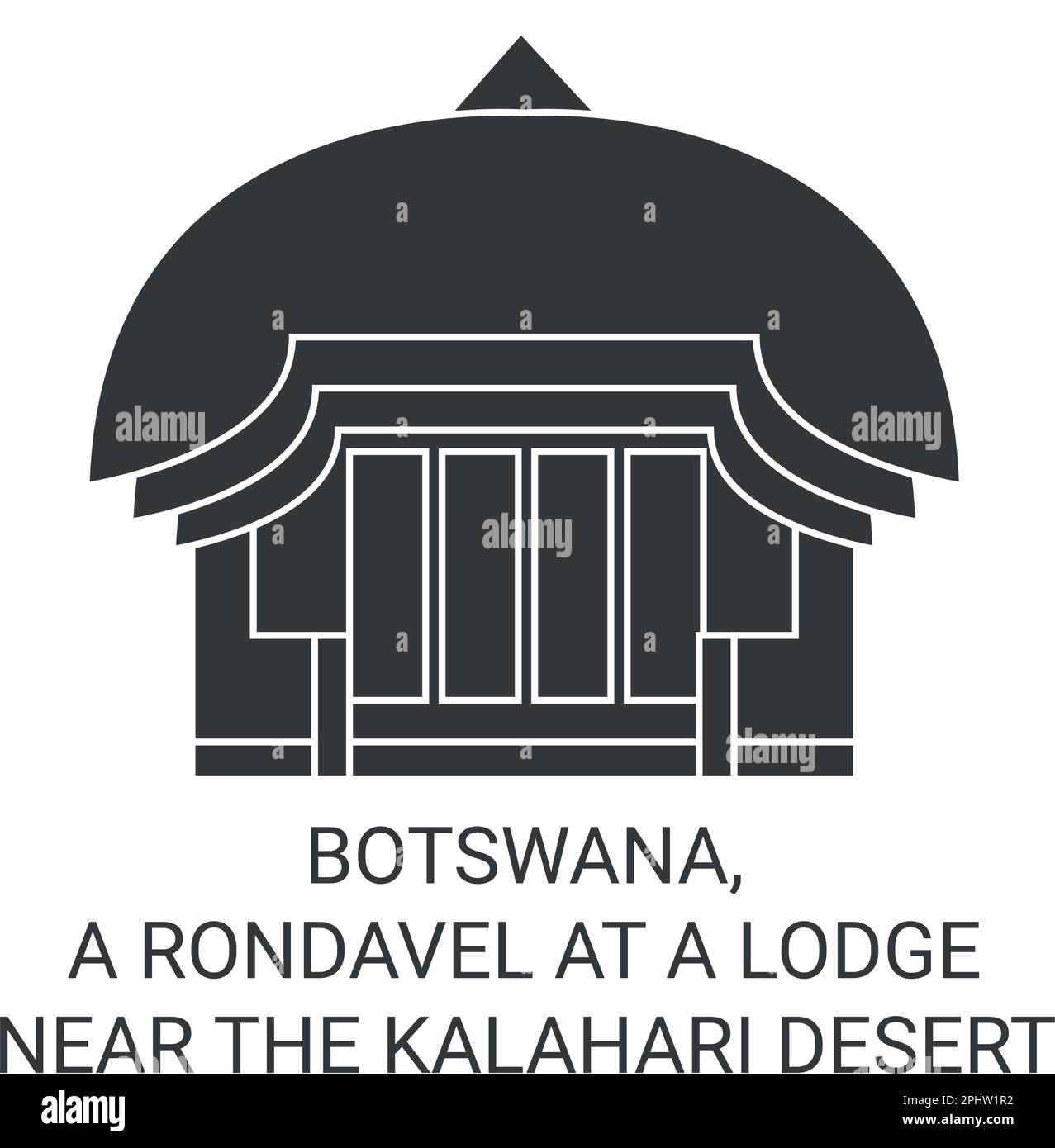 Botswana, A Rondavel At A Lodge Near The Kalahari Desert travel landmark vector illustration Stock Vector
