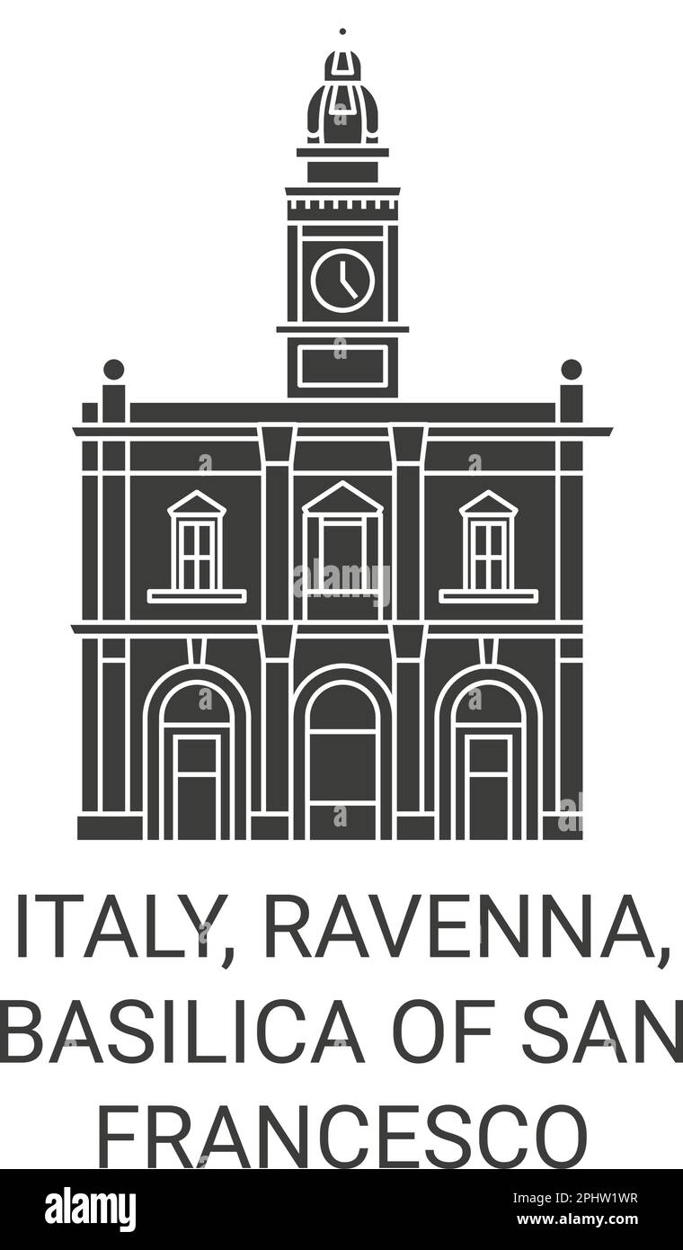 Italy, Ravenna, Basilica Of San Francesco travel landmark vector illustration Stock Vector