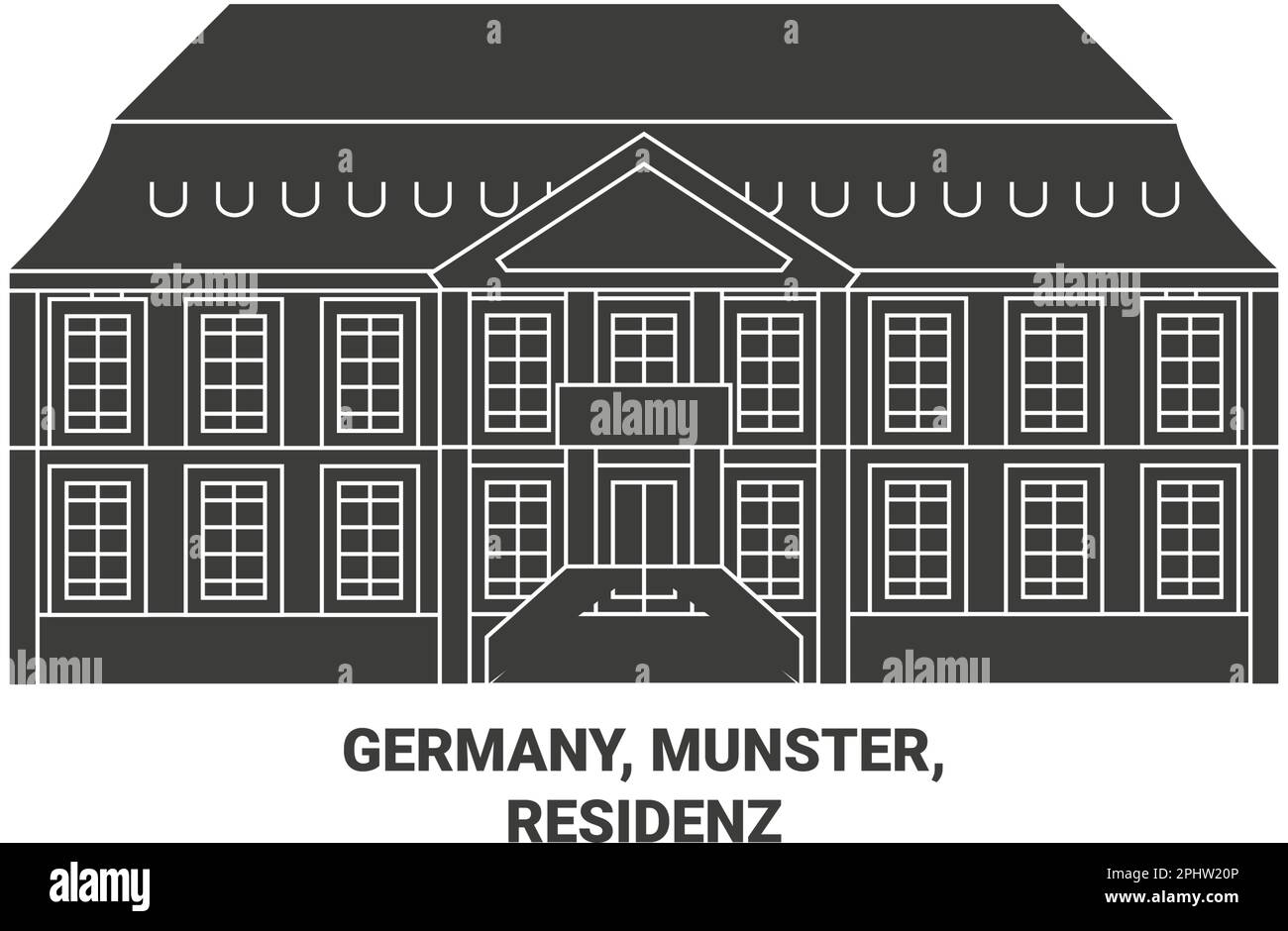 Germany, Munster,Residenz travel landmark vector illustration Stock Vector