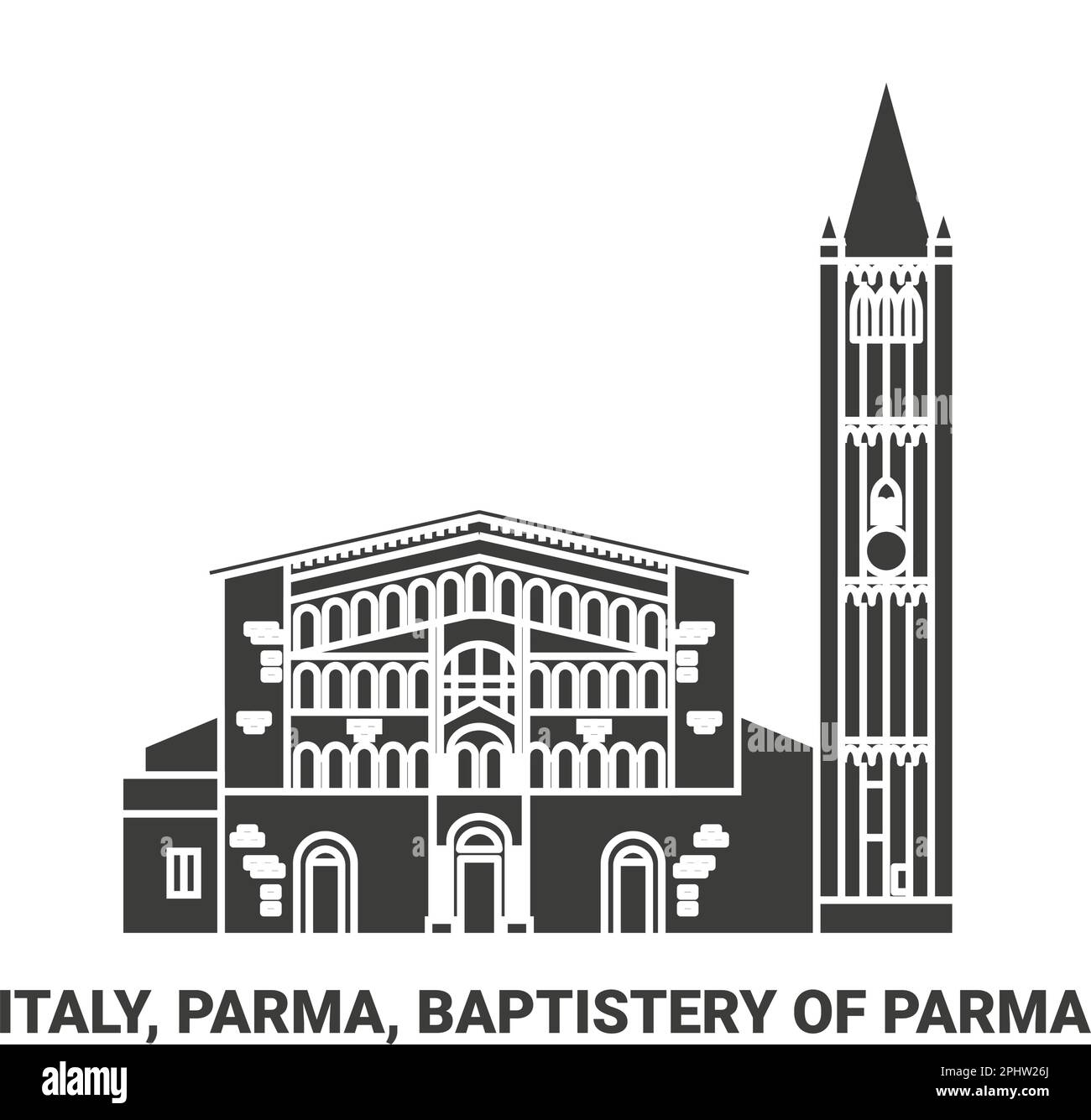 Italy, Parma, Baptistery Of Parma travel landmark vector illustration Stock Vector