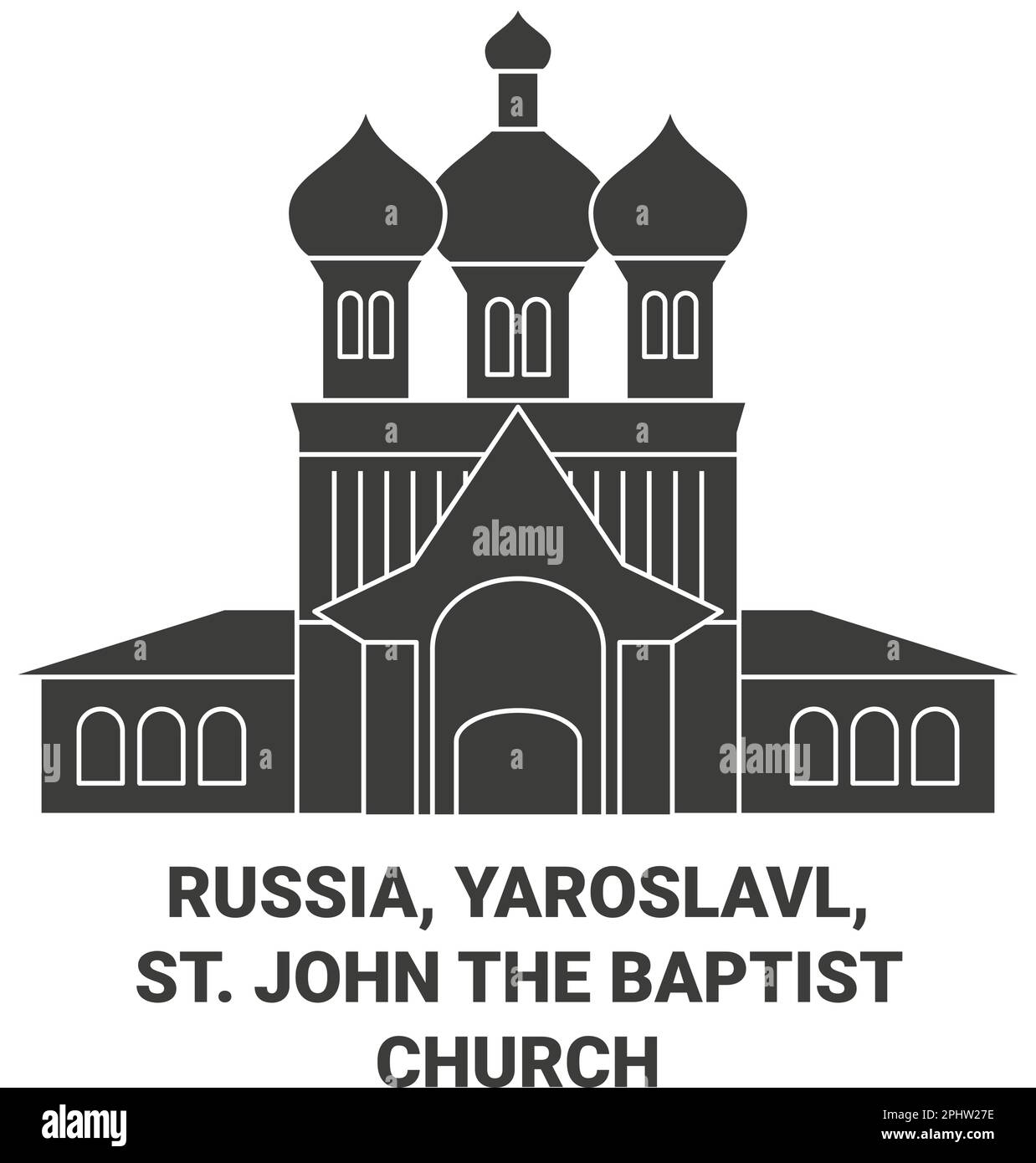 Russia, Yaroslavl, St. John The Baptist Church travel landmark vector illustration Stock Vector