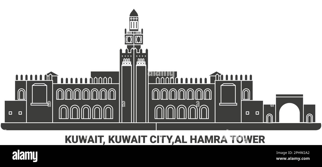 Kuwait, Kuwait City,Al Hamra Tower, travel landmark vector illustration Stock Vector