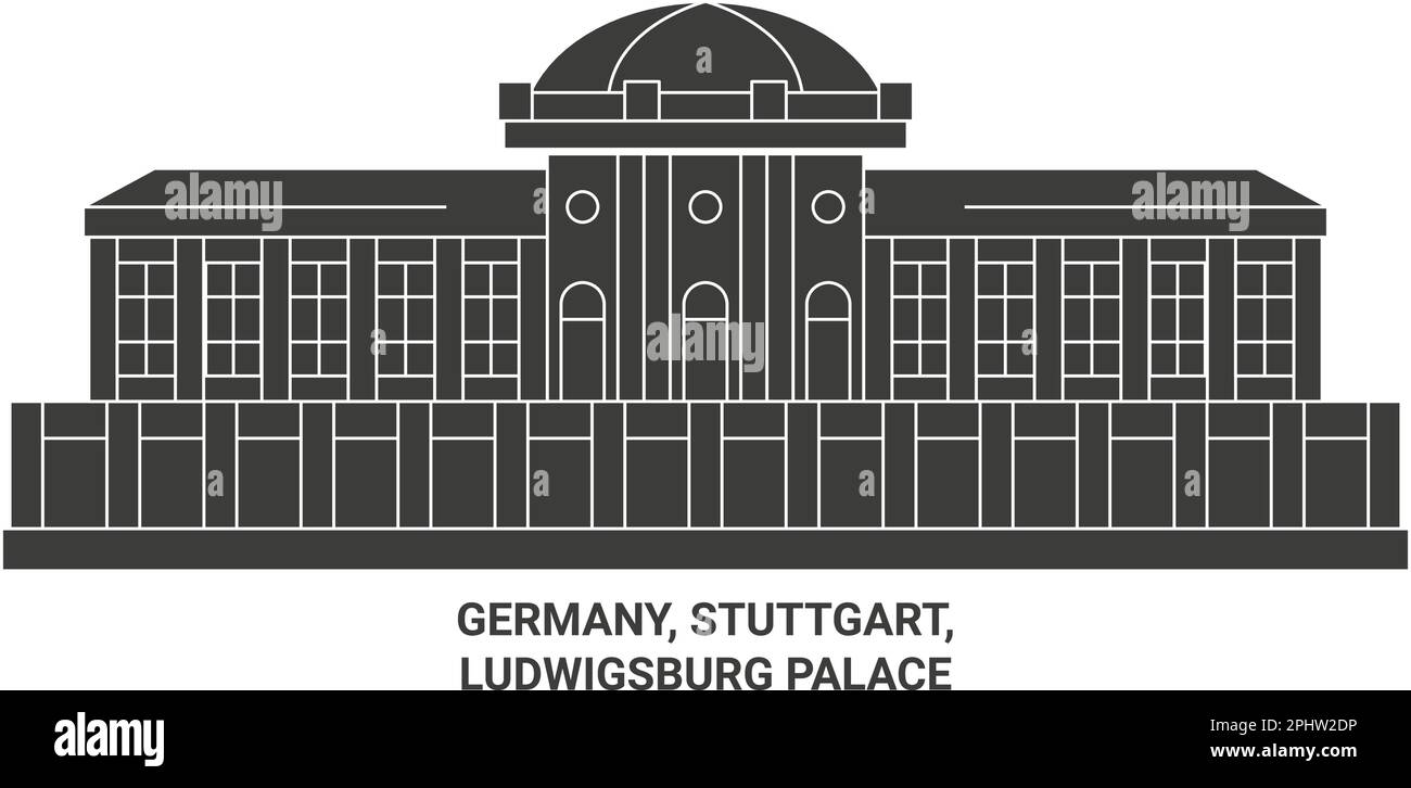 Germany, Stuttgart, Ludwigsburg Palace travel landmark vector illustration Stock Vector