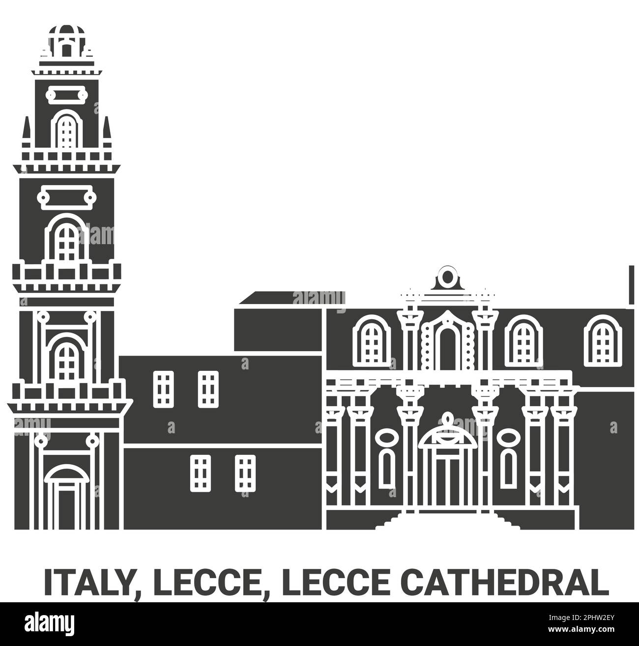 Italy, Lecce, Lecce Cathedral travel landmark vector illustration Stock Vector