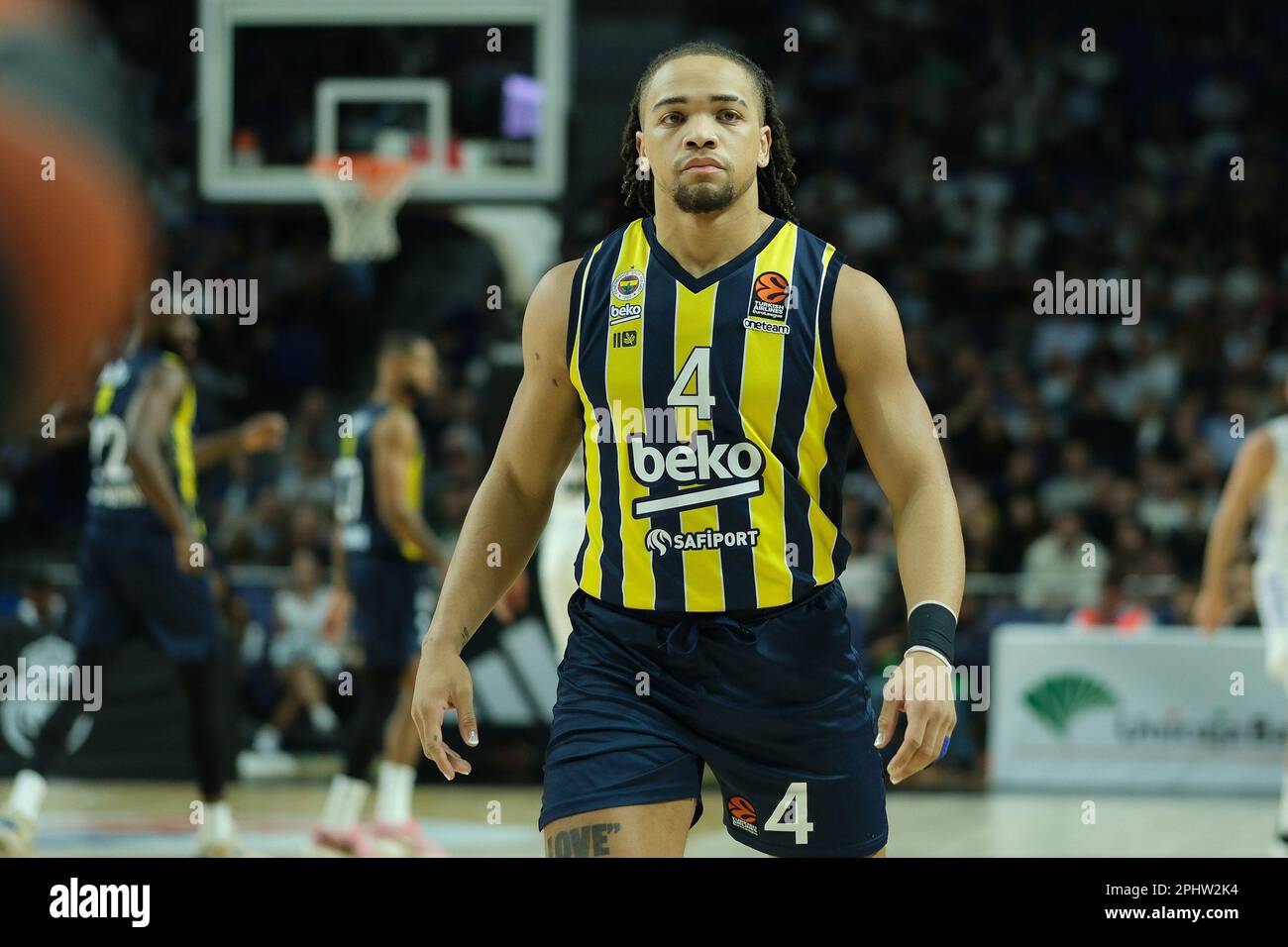 Madrid, Spain. 29th Mar, 2023. Carsen Edwards of Fenerbahce seen during the  Turkish Airlines EuroLeague basketball match between Real Madrid and  Fenerbahce at Wizink Center. Final score; Real Madrid 90:75 Fenerbahce.  Credit
