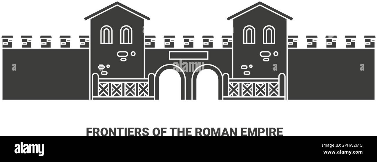 Frontiers Of The Roman Empire travel landmark vector illustration Stock Vector