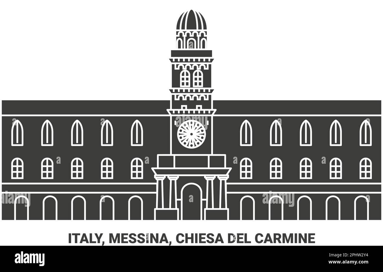 Italy, Messina, Chiesa Del Carmine travel landmark vector illustration Stock Vector