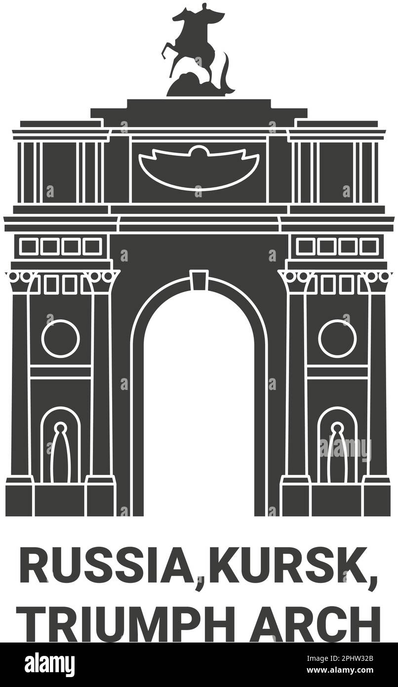 Russia,Kursk, Triumph Arch travel landmark vector illustration Stock Vector