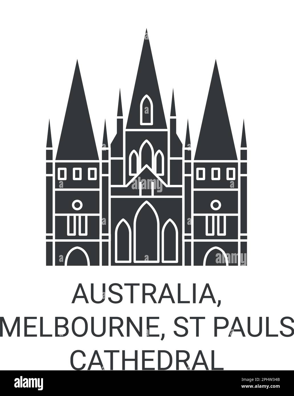 Australia, Melbourne, St Pauls Cathedral travel landmark vector illustration Stock Vector