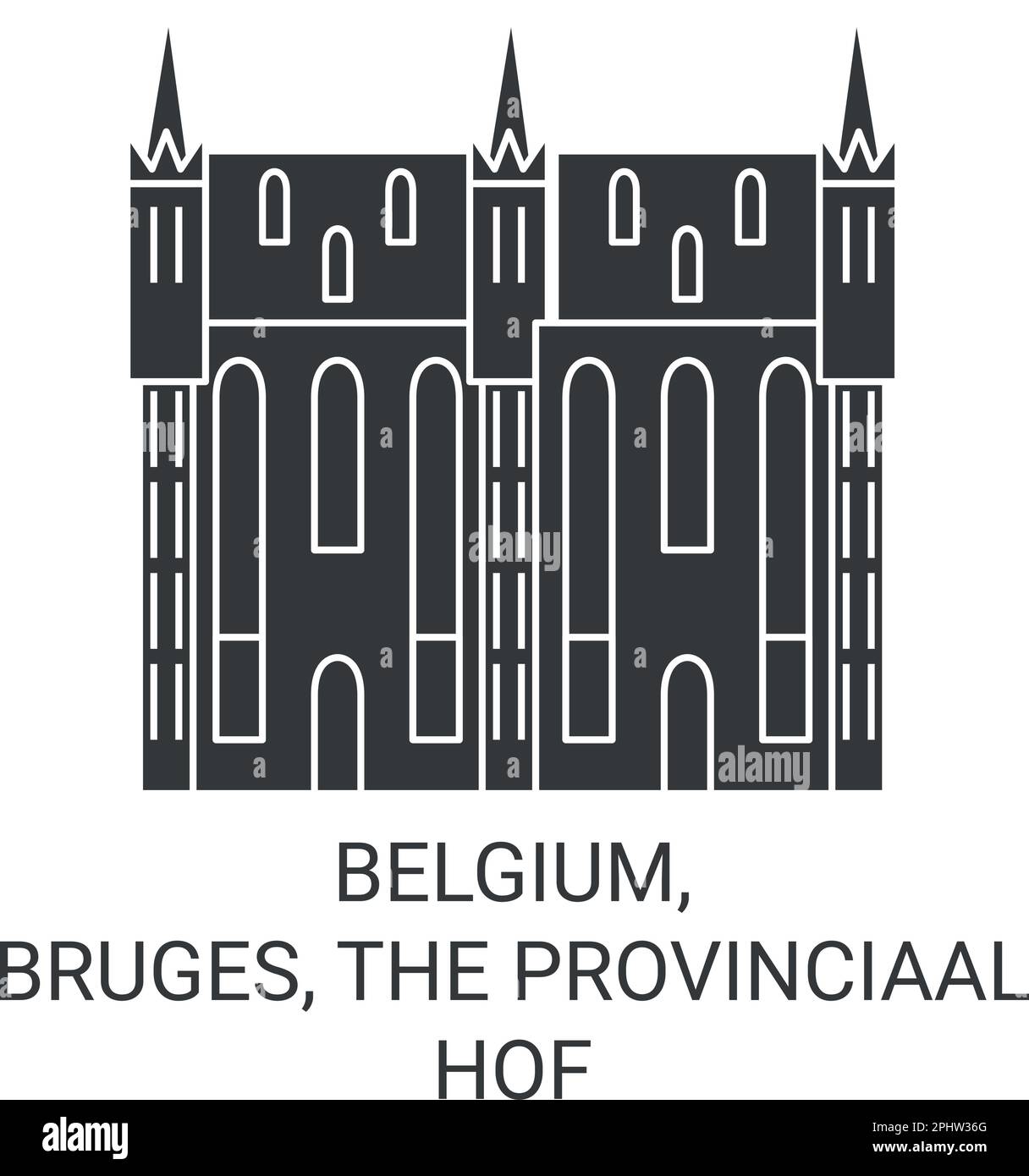 Belgium, Bruges, The Provinciaal Hof travel landmark vector illustration Stock Vector