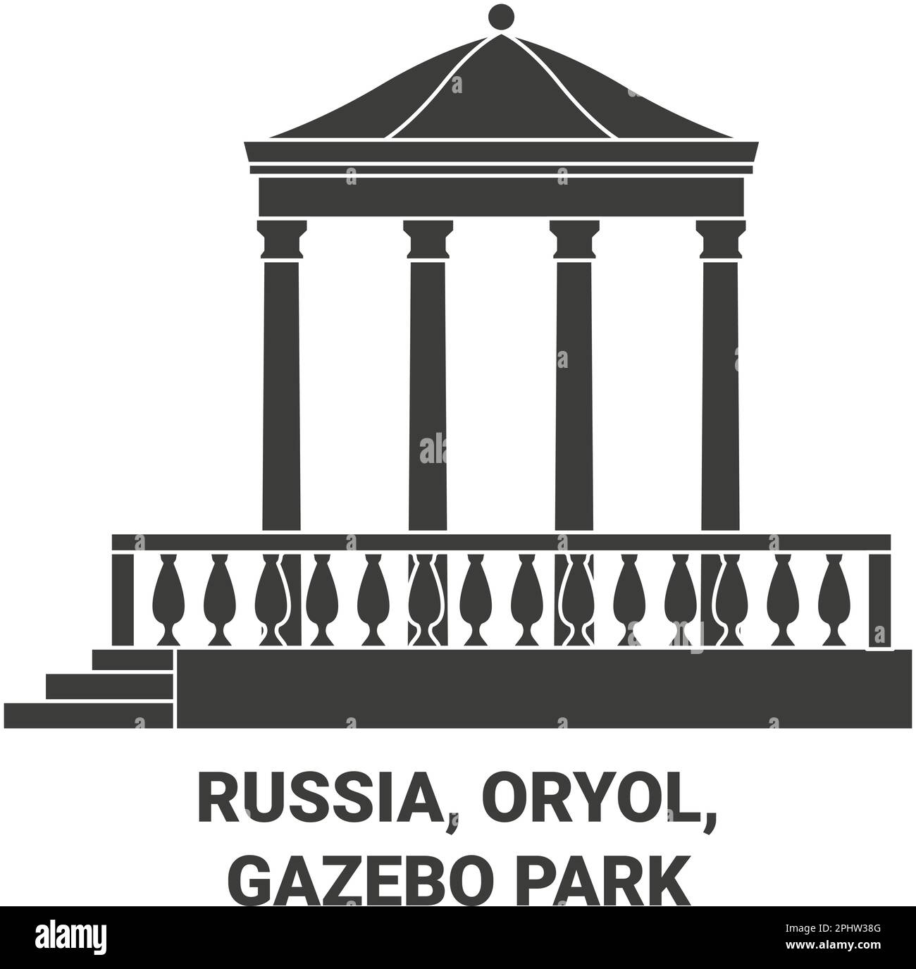 Russia, Oryol, Gazebo Park travel landmark vector illustration Stock Vector