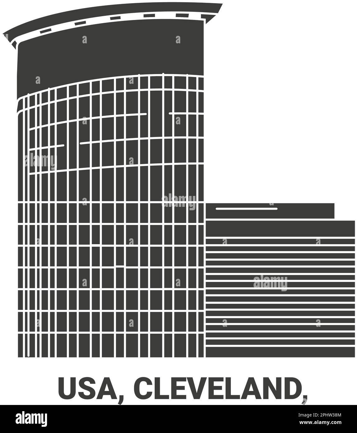 Usa, Cleveland, travel landmark vector illustration Stock Vector