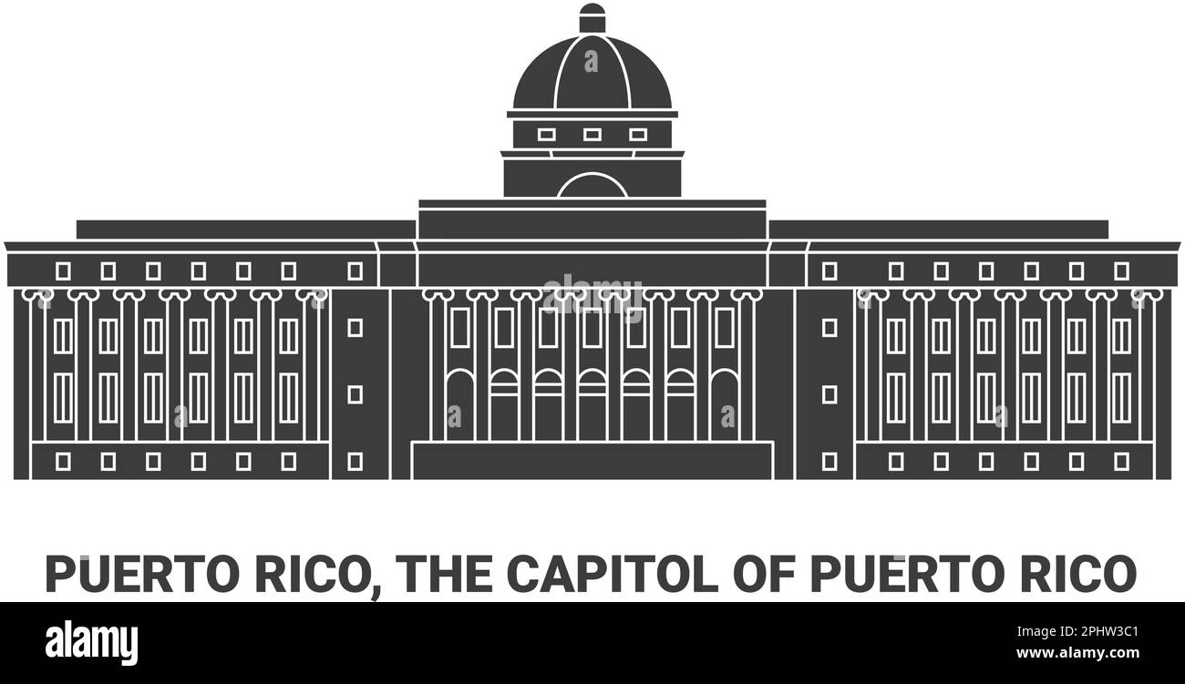 Puerto Rico, The Capitol Of Puerto Rico, travel landmark vector illustration Stock Vector