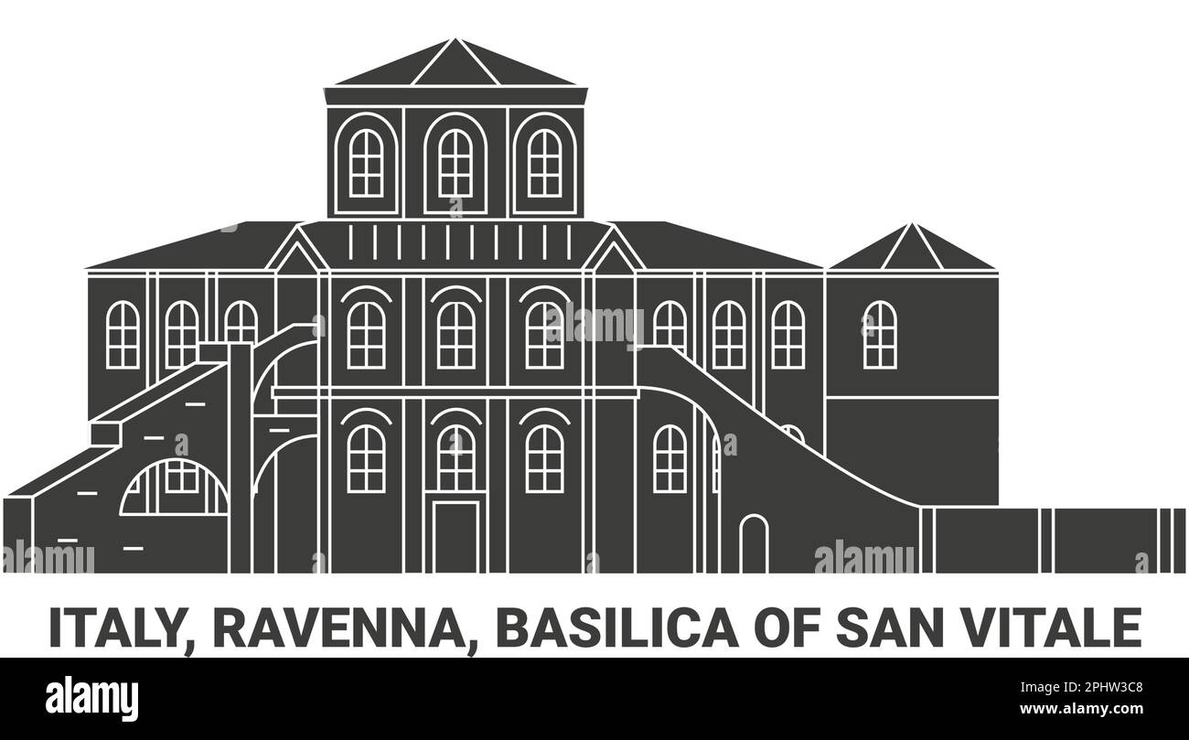 Italy, Ravenna, Basilica Of San Vitale, travel landmark vector illustration Stock Vector