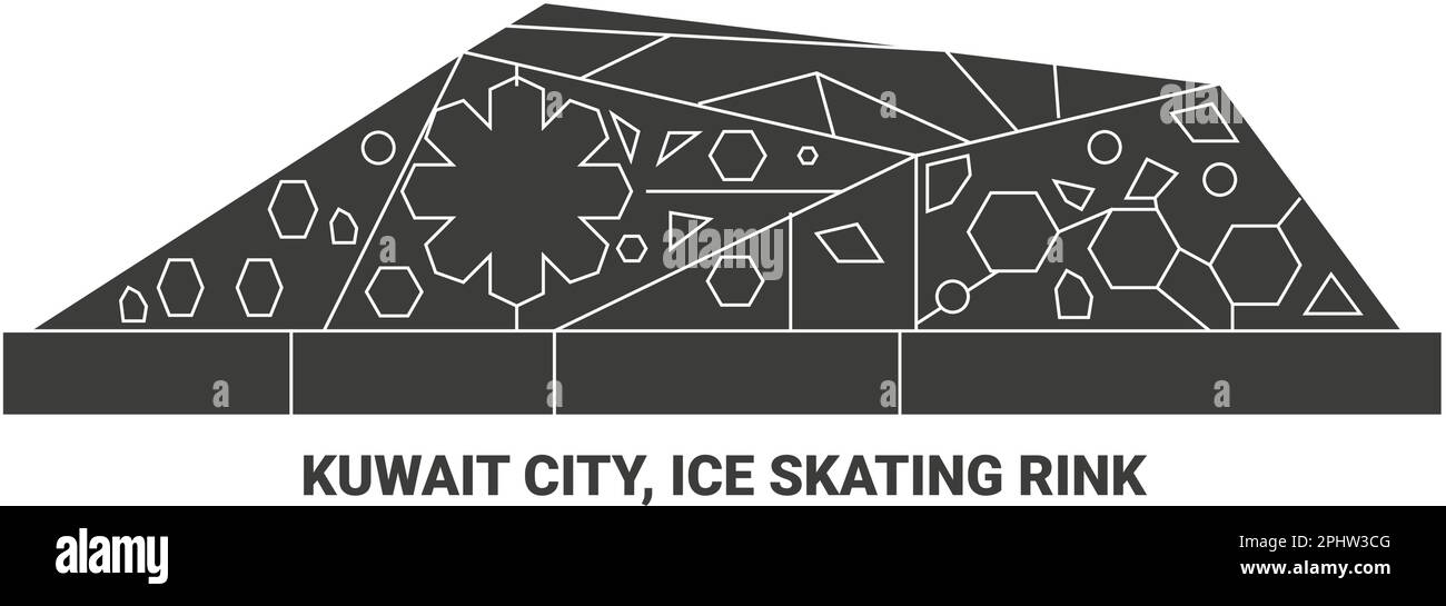 Kuwait City, Ice Skating Rink, travel landmark vector illustration