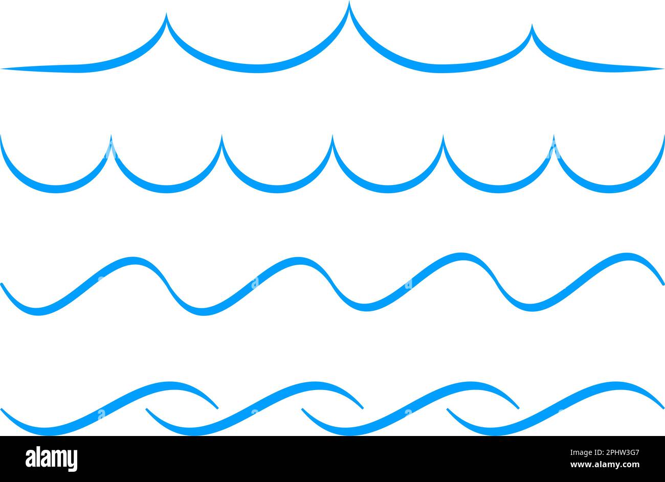 Sea wave icon set. Collection of thin line waves. Flat vector illustration Stock Vector