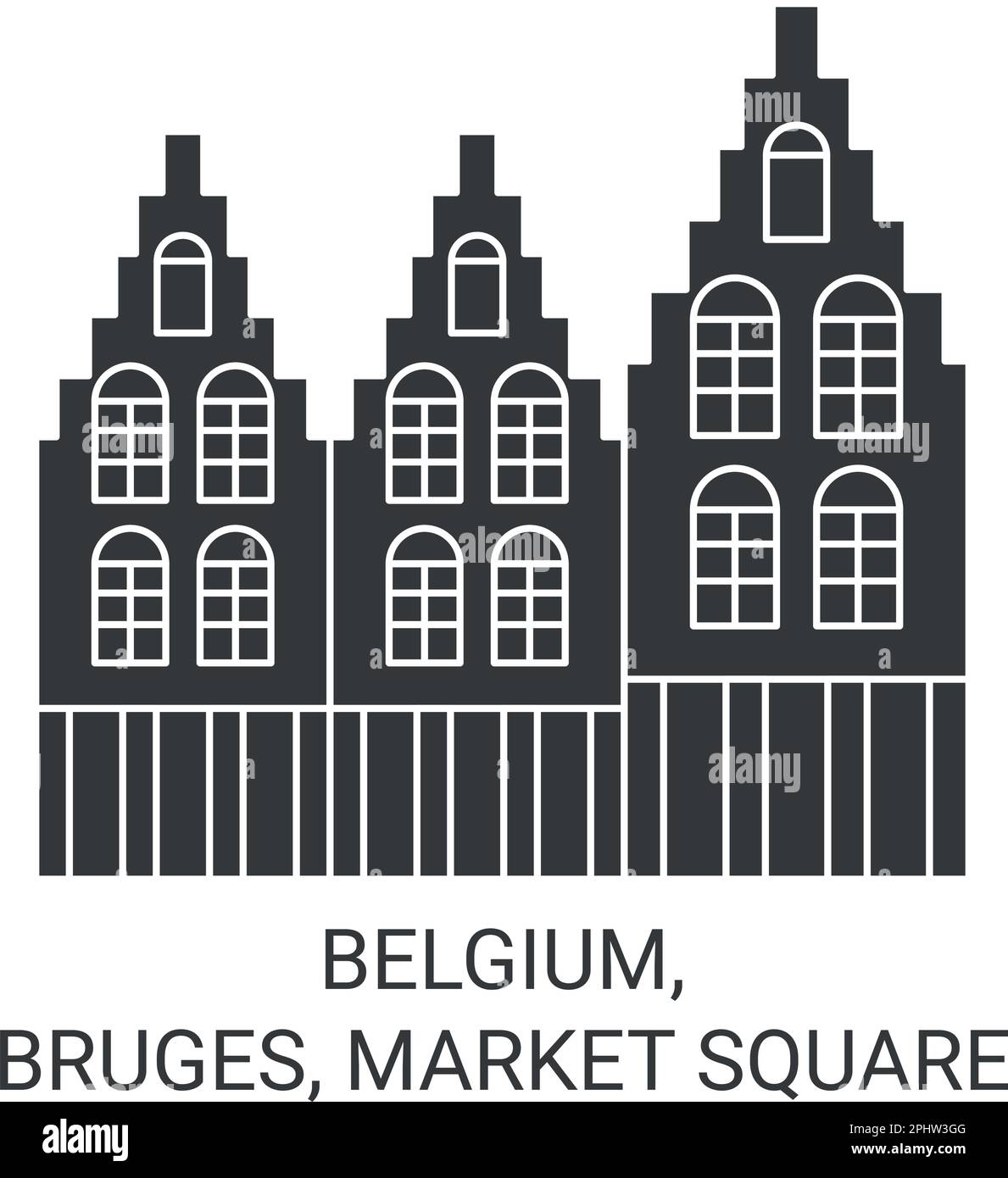 Belgium, Bruges, Market Square travel landmark vector illustration Stock Vector