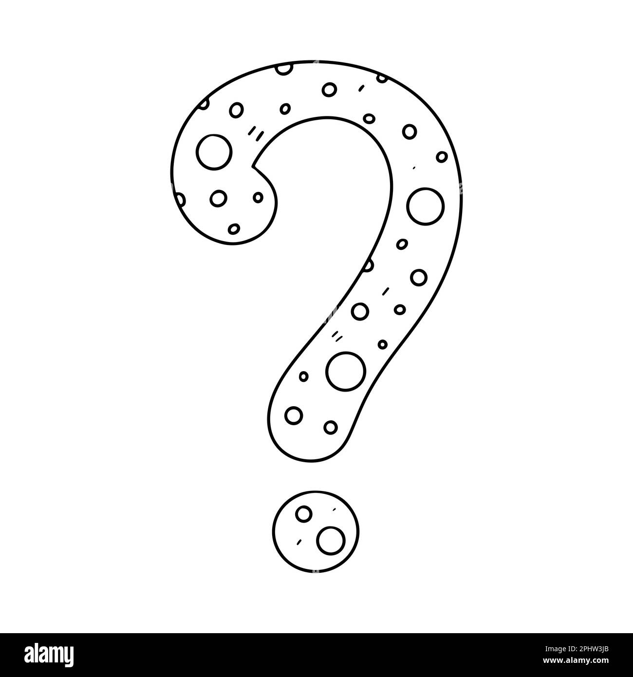 Question Mark with polka dot print in hand drawn doodle style. Vector illustration isolated on white background Stock Vector