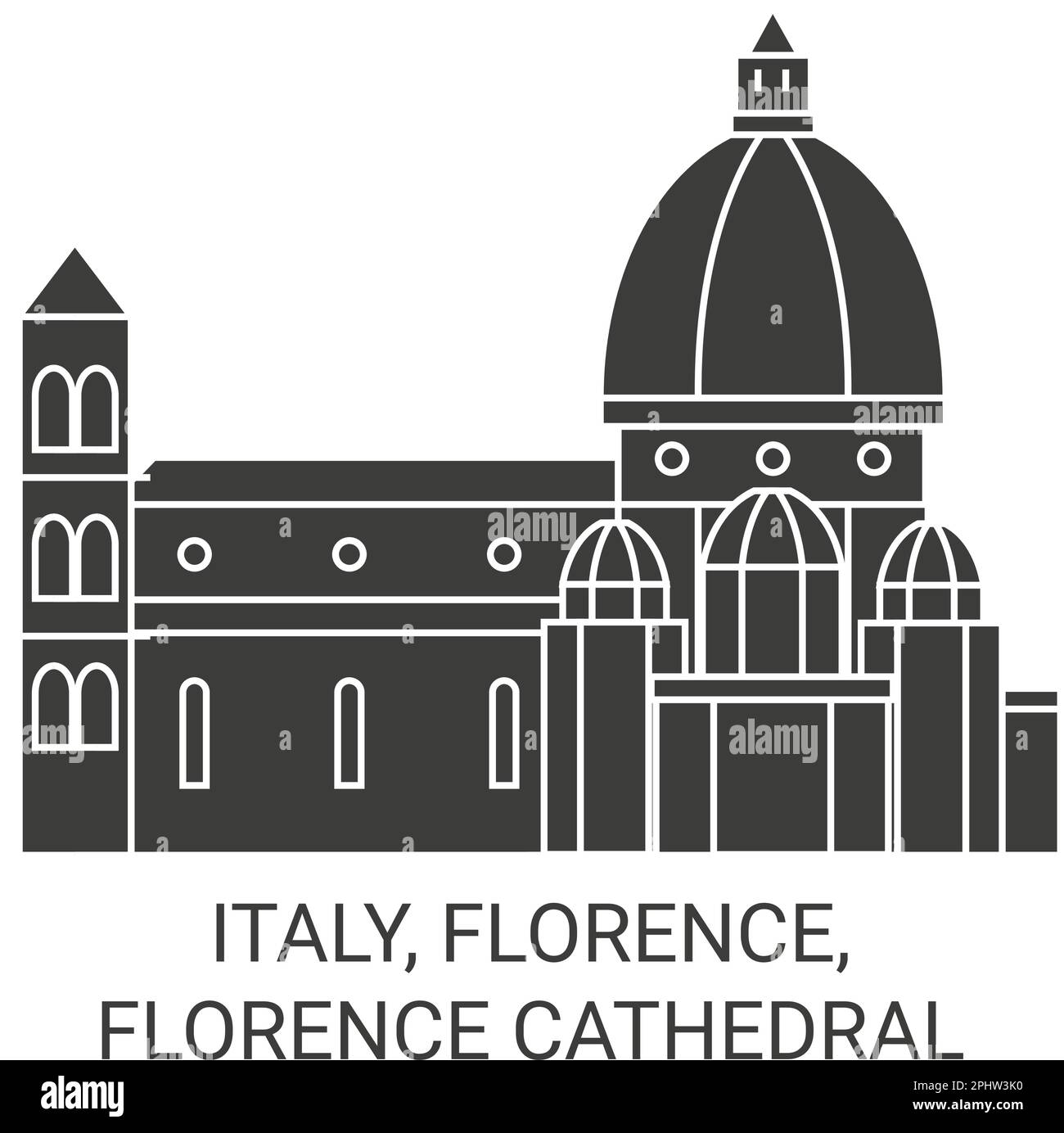 Italy, Florence, Florence Cathedral travel landmark vector illustration Stock Vector