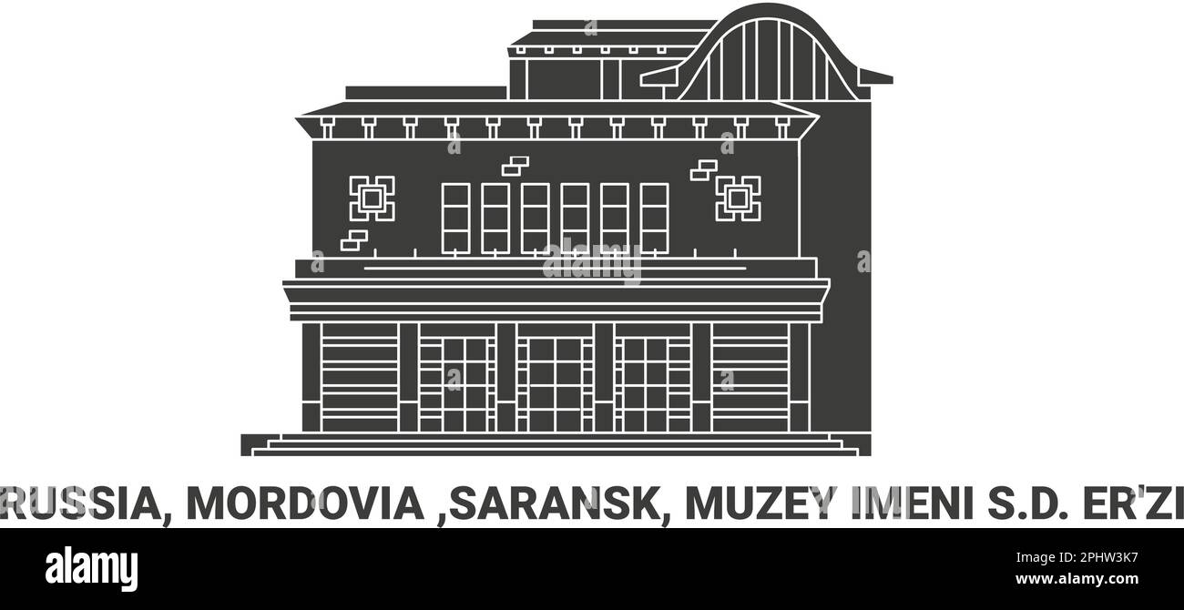 Russia, Mordovia ,Saransk, Muzey Imeni S.D. Er'zi, travel landmark vector illustration Stock Vector