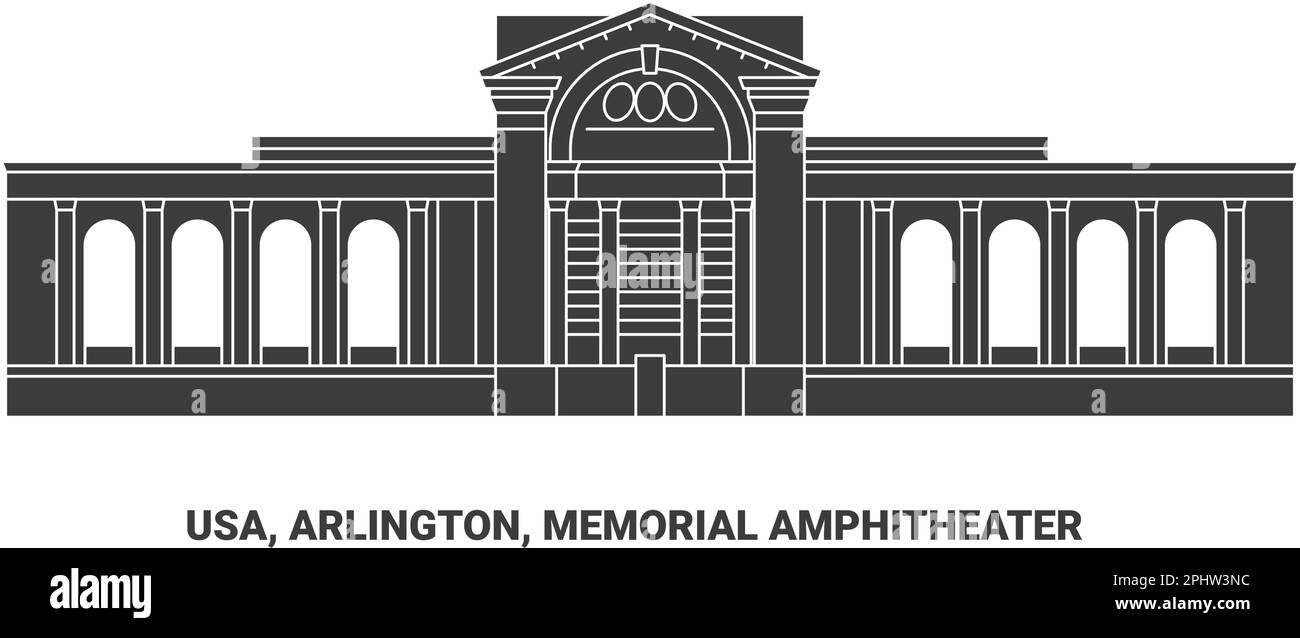 Usa, Arlington, Memorial Amphitheater travel landmark vector illustration Stock Vector