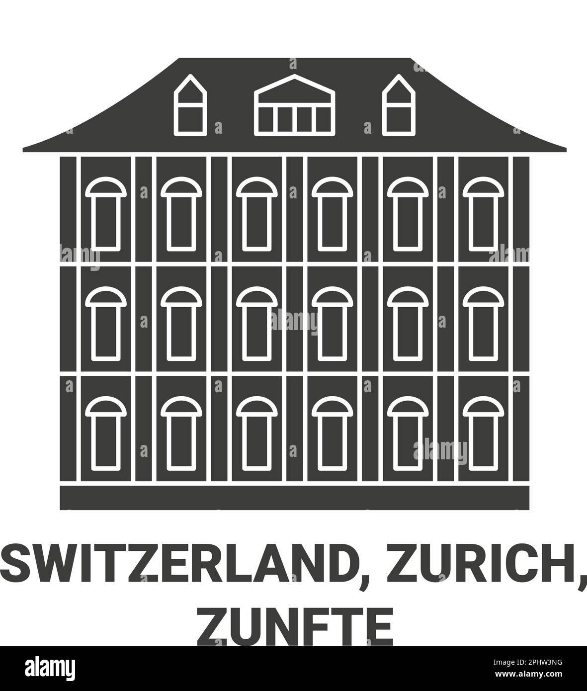 Switzerland, Zurich, Zunfte travel landmark vector illustration Stock Vector