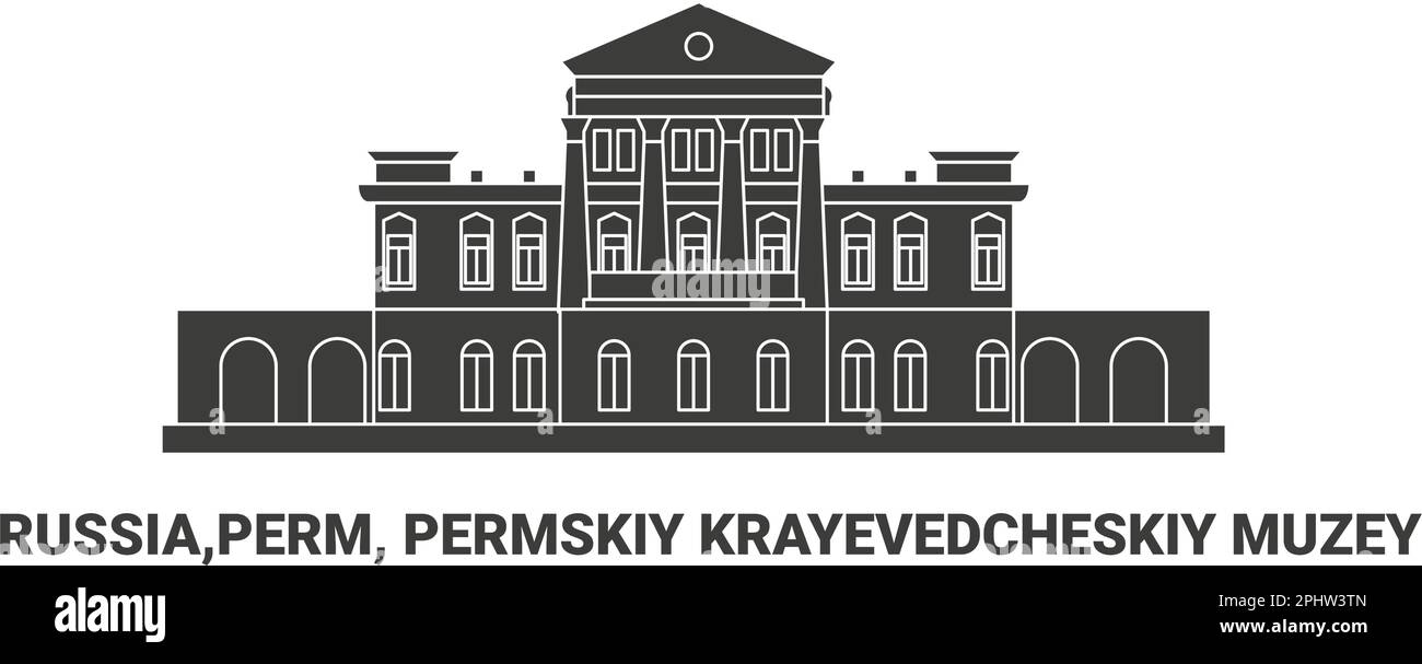 Russia,Perm, Permskiy Krayevedcheskiy Muzey, travel landmark vector illustration Stock Vector