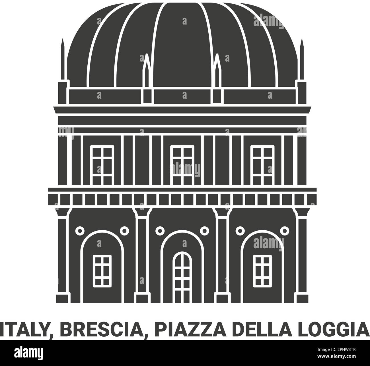 Italy, Brescia, Piazza Della Loggia travel landmark vector illustration Stock Vector