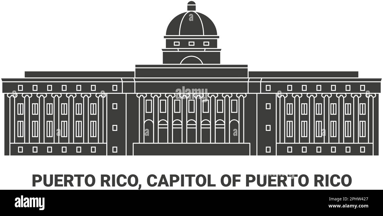 Puerto Rico, Capitol Of Puerto Rico, travel landmark vector illustration Stock Vector