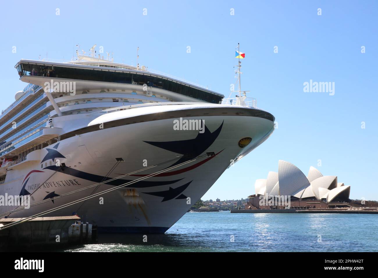 Sydney, Australia. 30th March 2023. P&O Cruises Australia's Pacific Adventure moored at the Overseas Passenger Terminal. Credit: Richard Milnes/Alamy Stock Photo